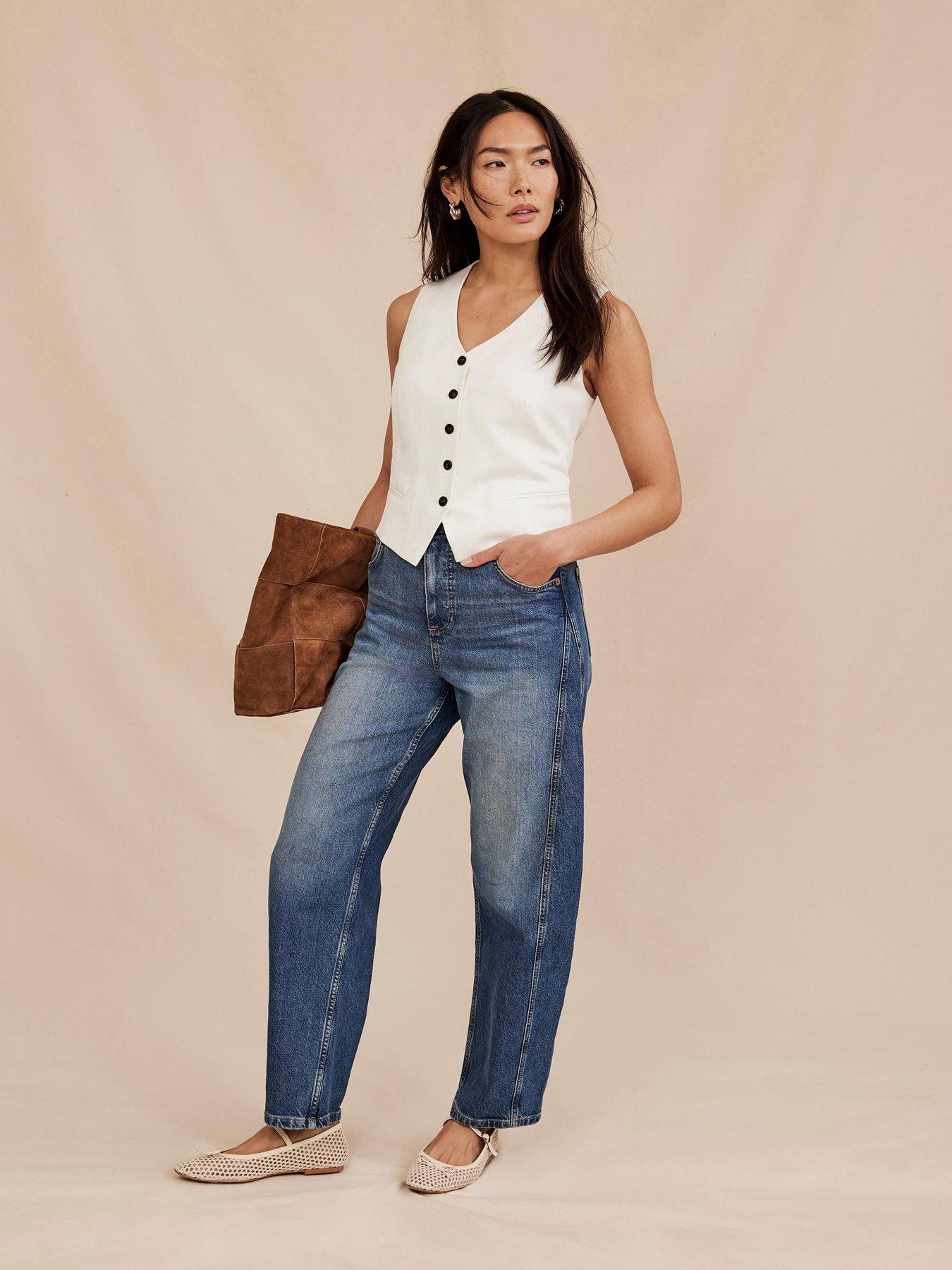 Image 2 of 6 of Mint Velvet High Rise Tapered Barrel Jean - Blue