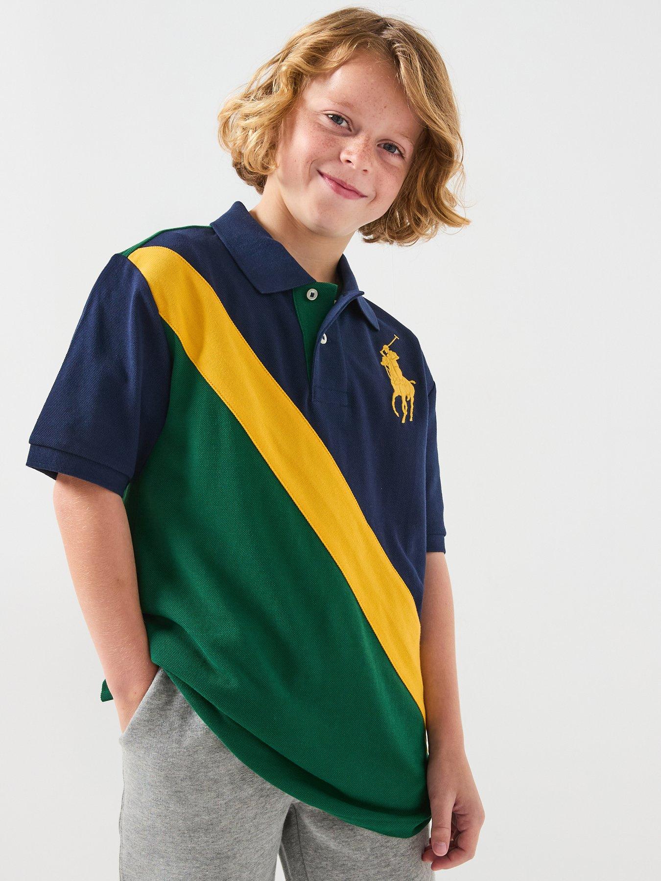 Image 1 of 6 of Polo Ralph Lauren Boys Short Sleeve Diagonal Stripe Shirt - Multi