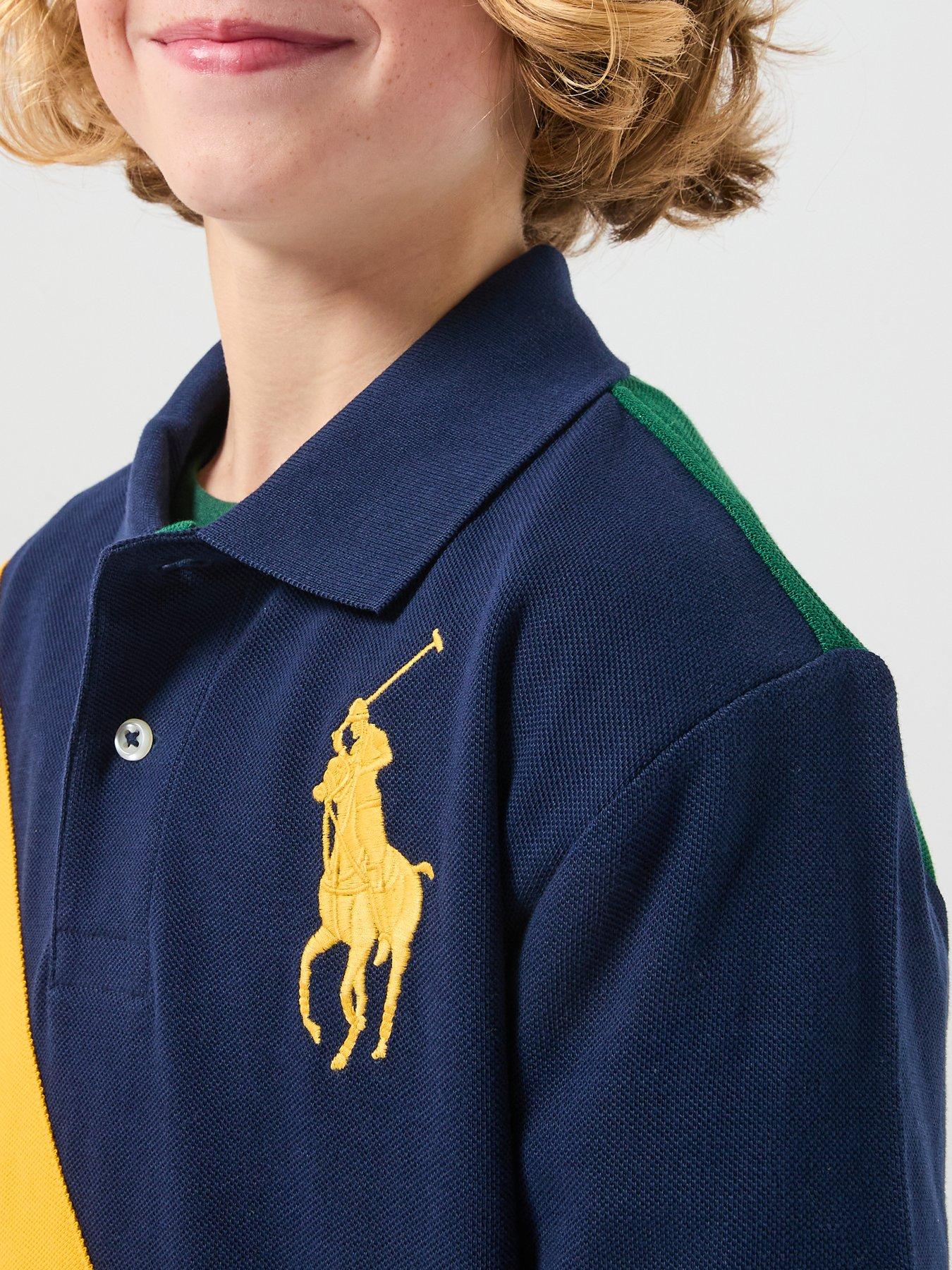 Image 4 of 6 of Polo Ralph Lauren Boys Short Sleeve Diagonal Stripe Shirt - Multi