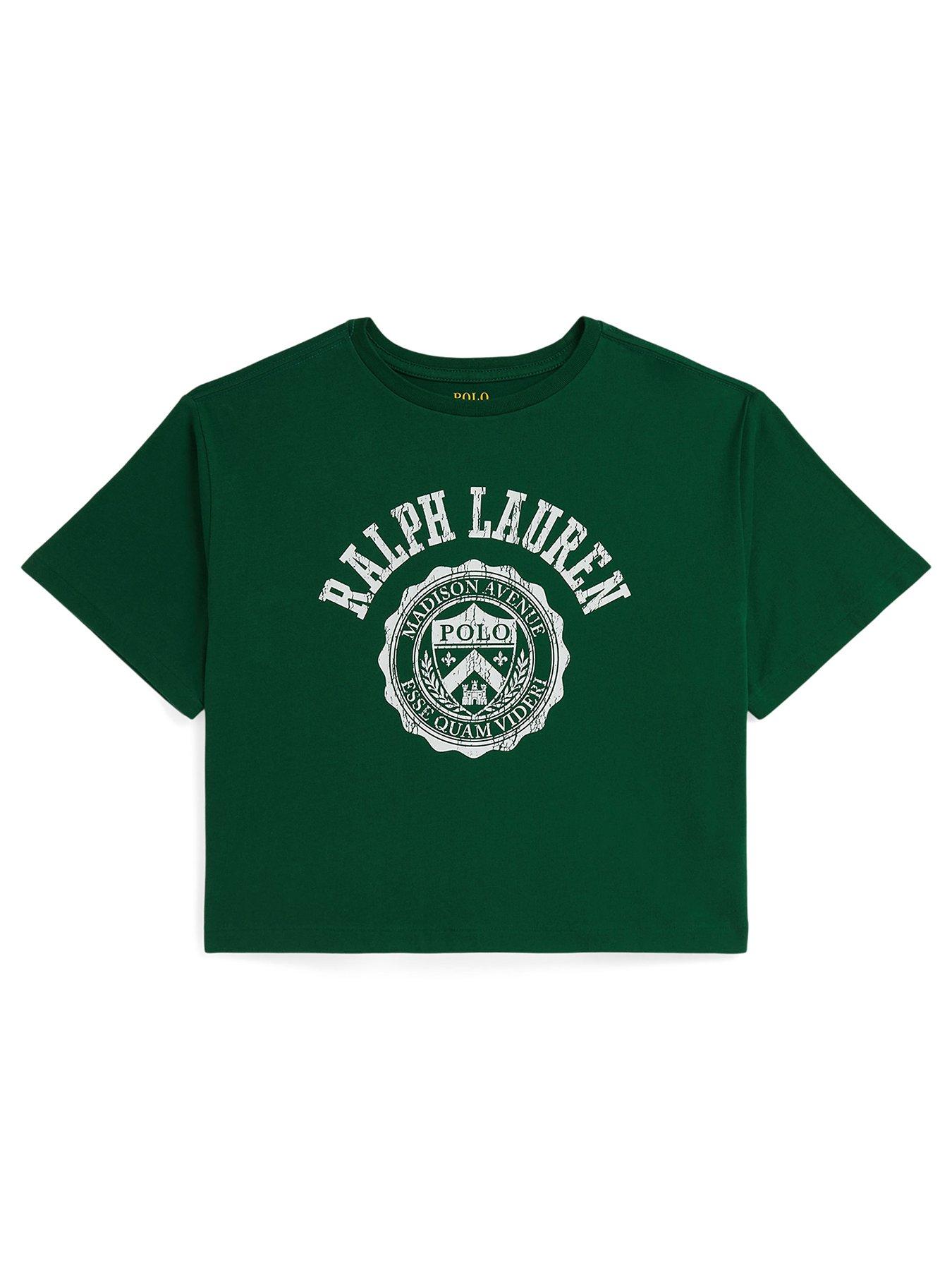 Polo Ralph Lauren Girls Short Sleeve Cropped Varsity T-Shirt - Green