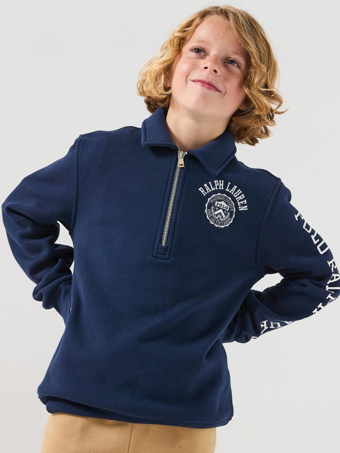 Polo Ralph Lauren Boys Half Zip Sweat Top - Navy