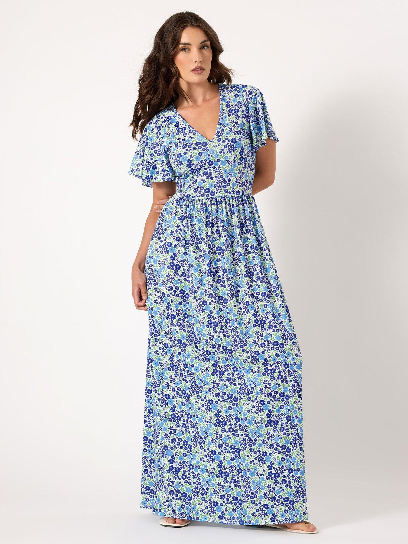 undefined Tall Ditsy V Neck Maxi Dress