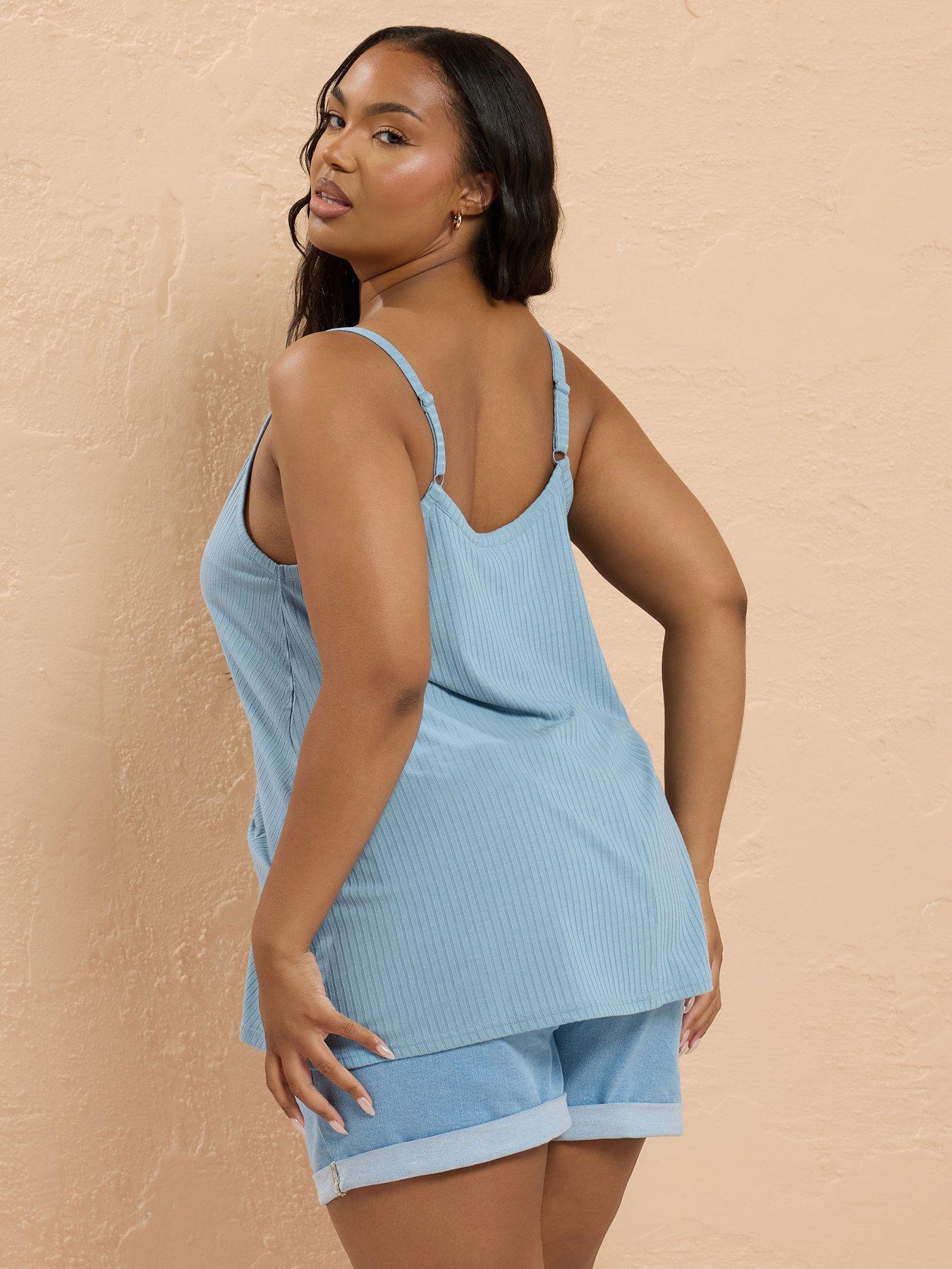 yours-curve-rib-swing-cami-top-bluestillFront
