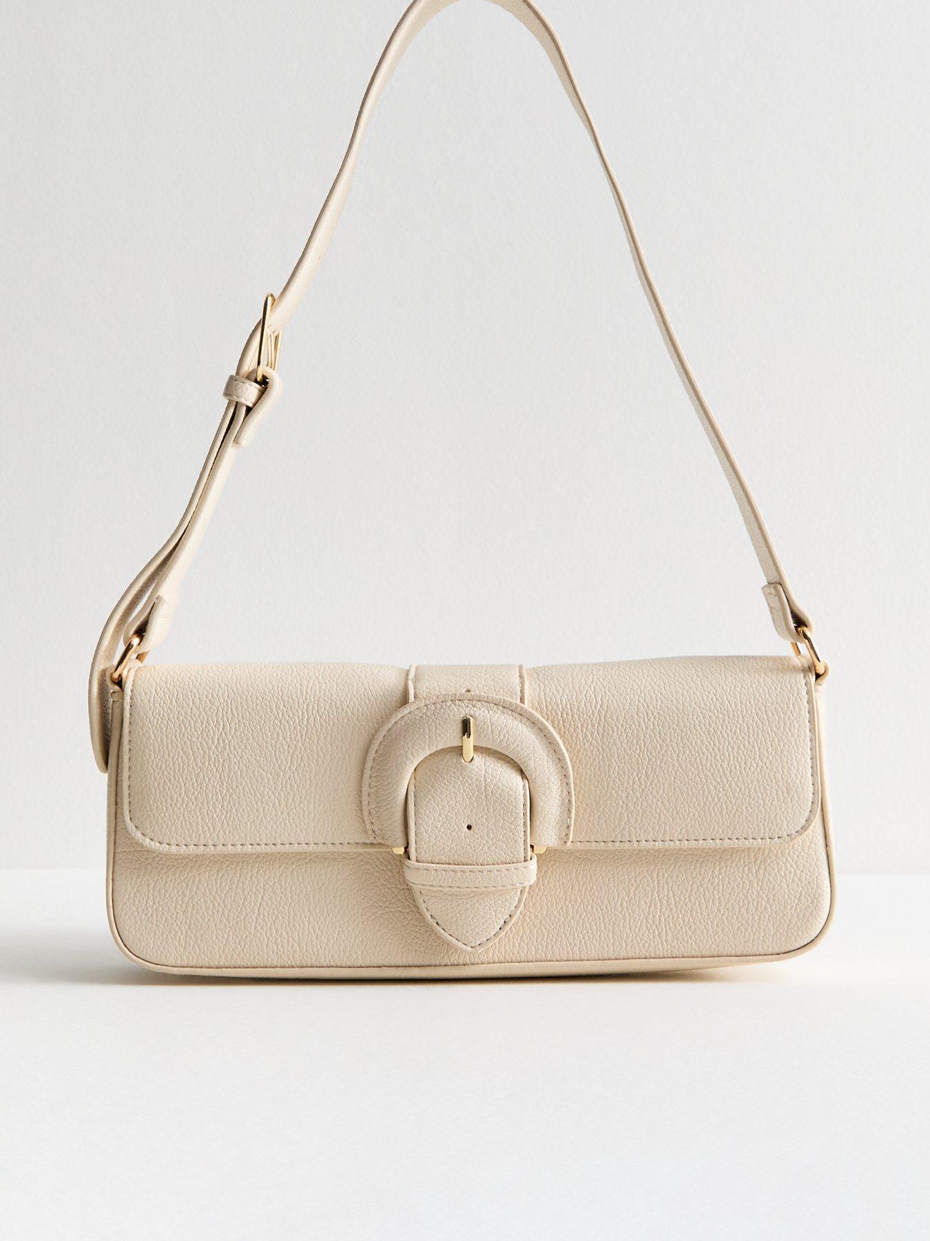 New Look Cream Faux Leather Buckle Shoulder Bag