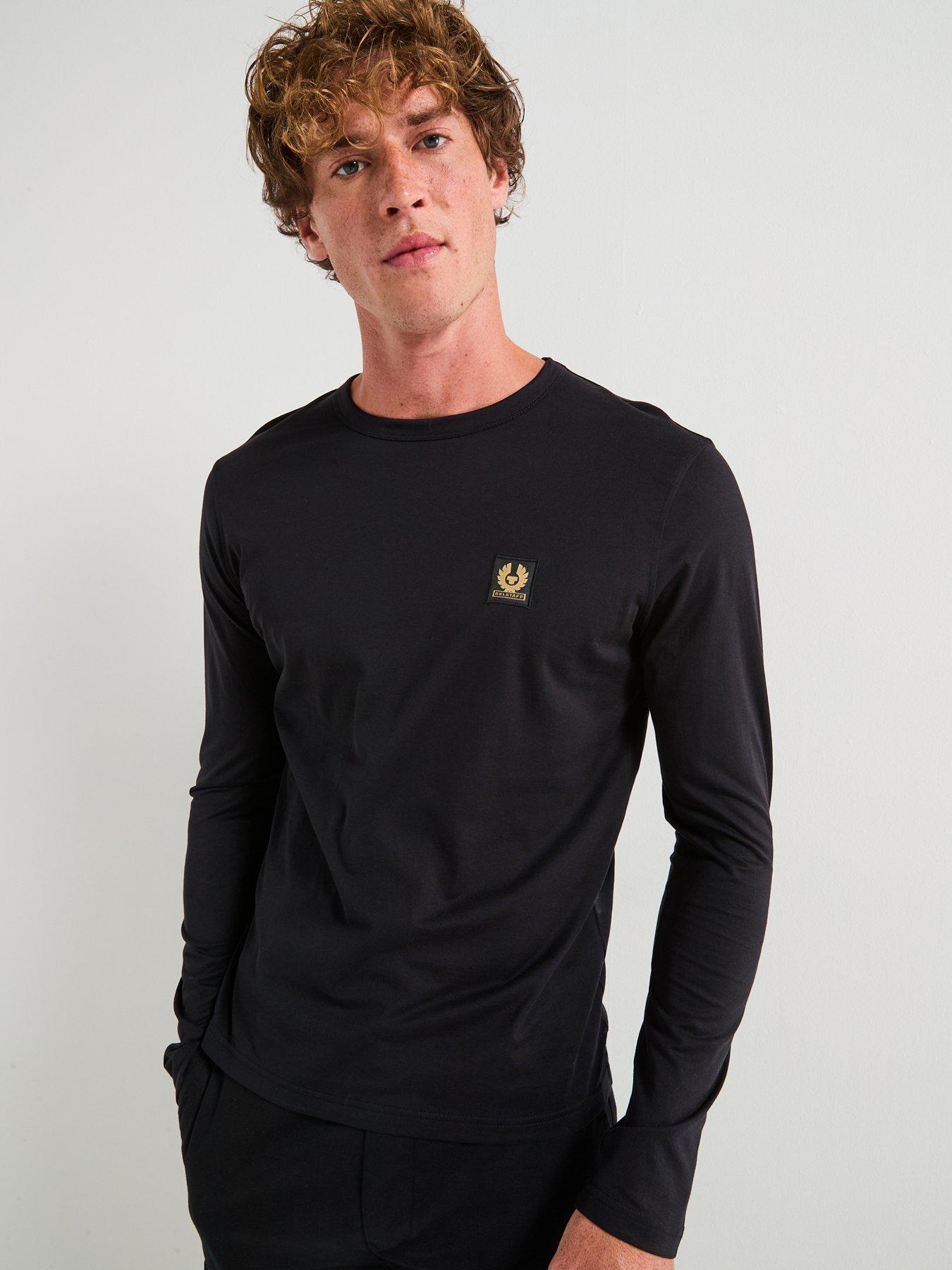 Belstaff Left Chest Patch Logo Regular Fit Long Sleeve T-Shirt - Black
