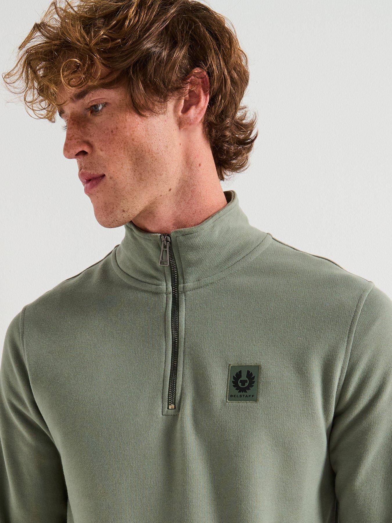 belstaff-left-chest-patch-logo-quarter-zip-sweatshirt-light-greenoutfit