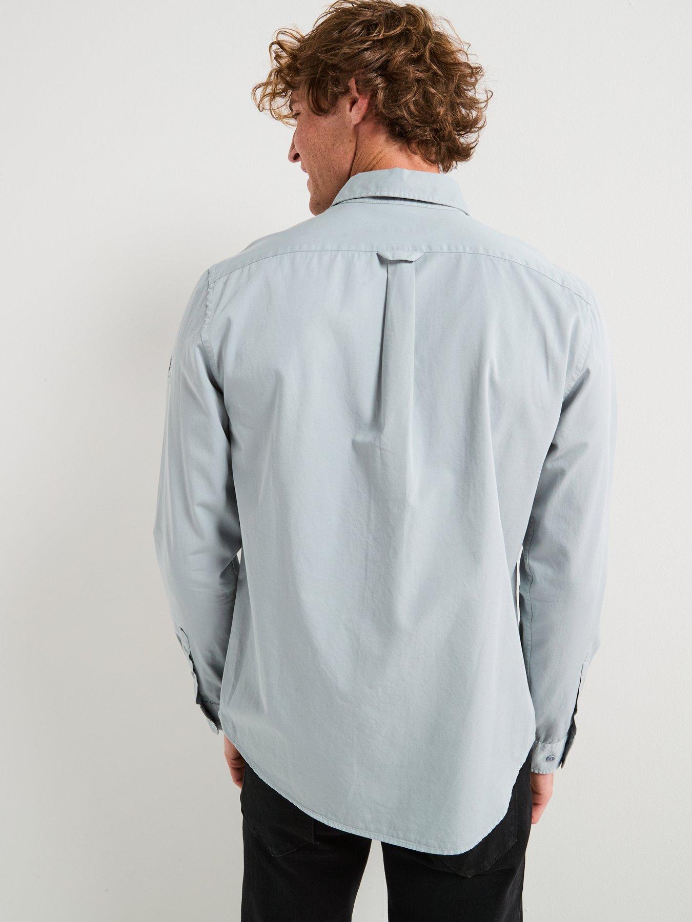 Image 2 of 6 of Belstaff Scale Logo Patch Sleeve Cotton Shirt - Light Blue