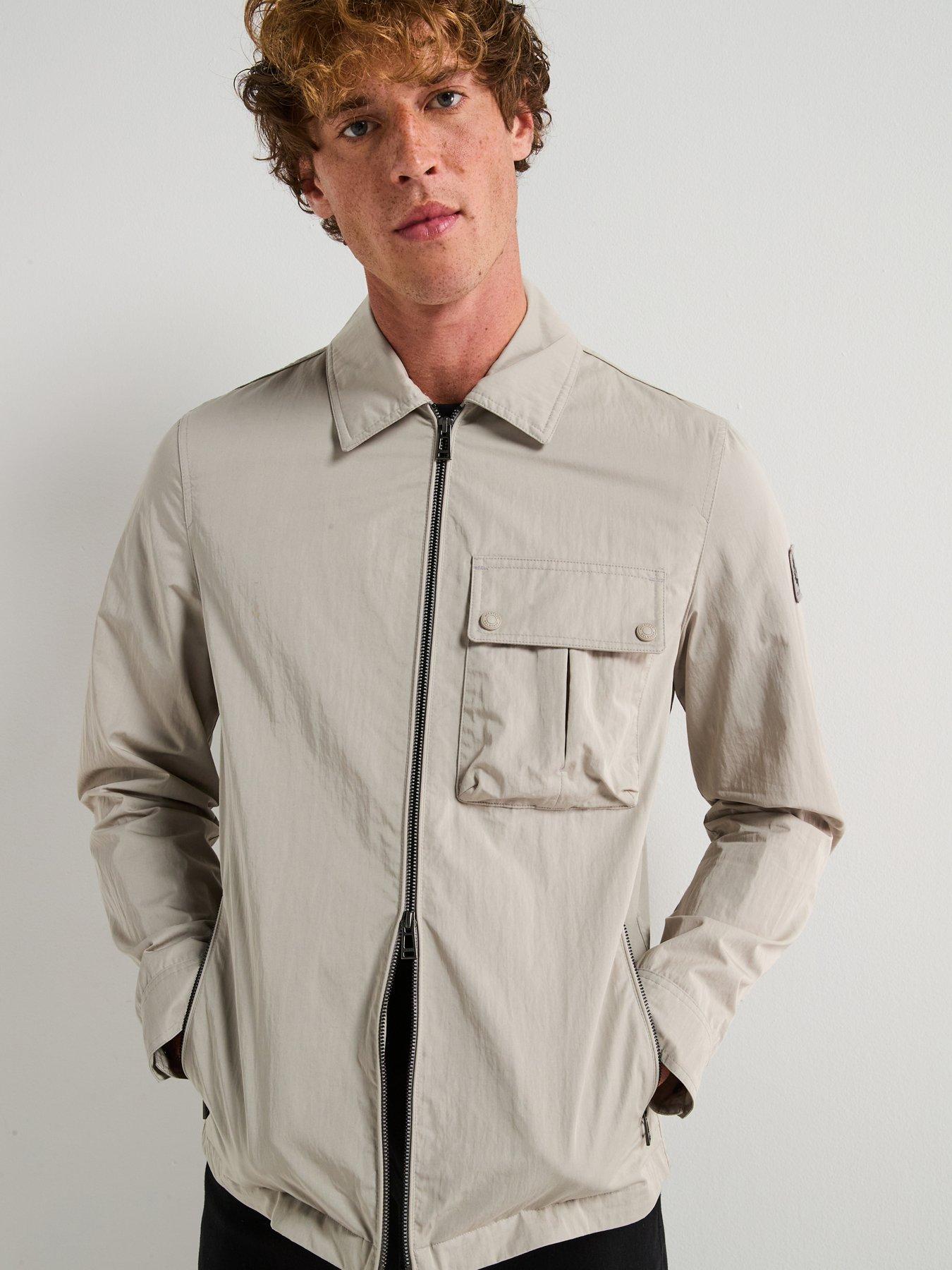 Image 1 of 6 of Belstaff Drome Cotton Zip Overshirt - Grey