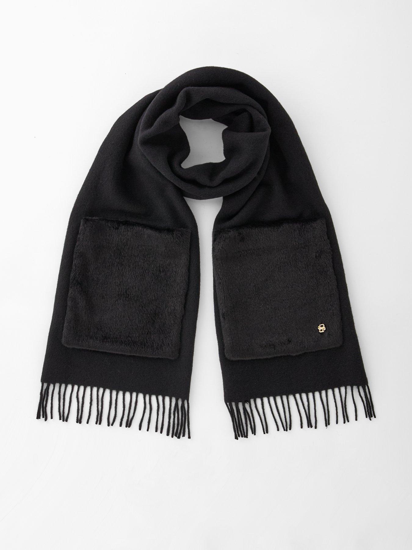 Image 1 of 4 of BOSS Grayce Knitted Scarf - Black
