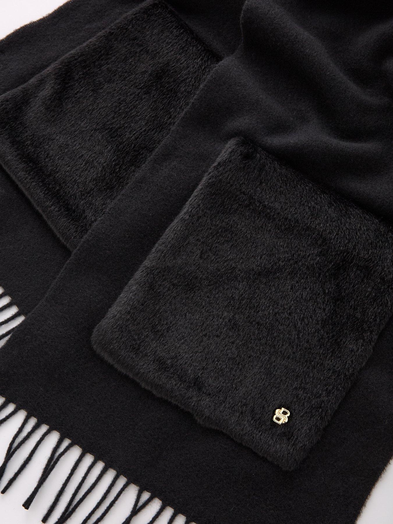 Image 2 of 4 of BOSS Grayce Knitted Scarf - Black