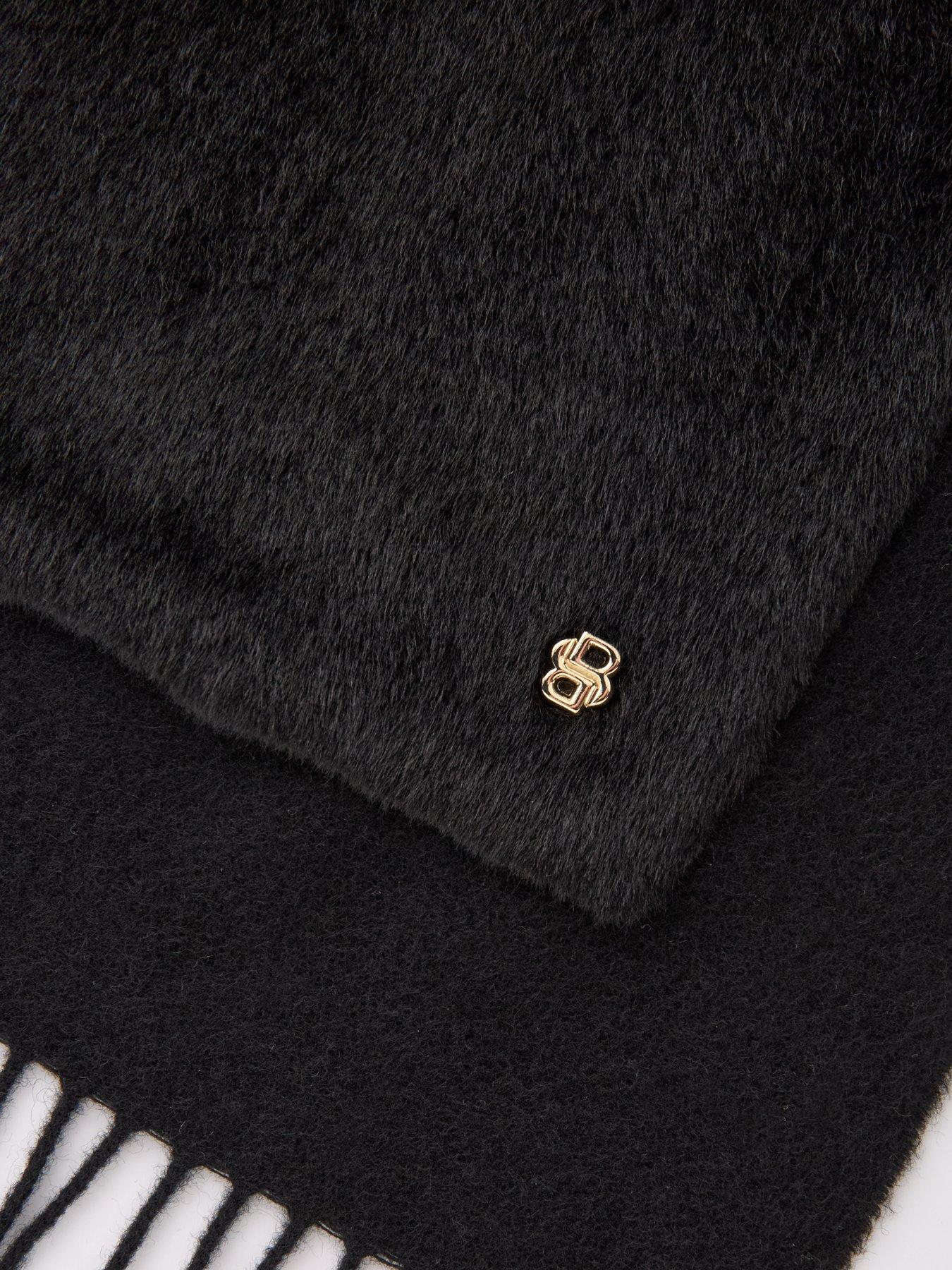 Image 4 of 4 of BOSS Grayce Knitted Scarf - Black