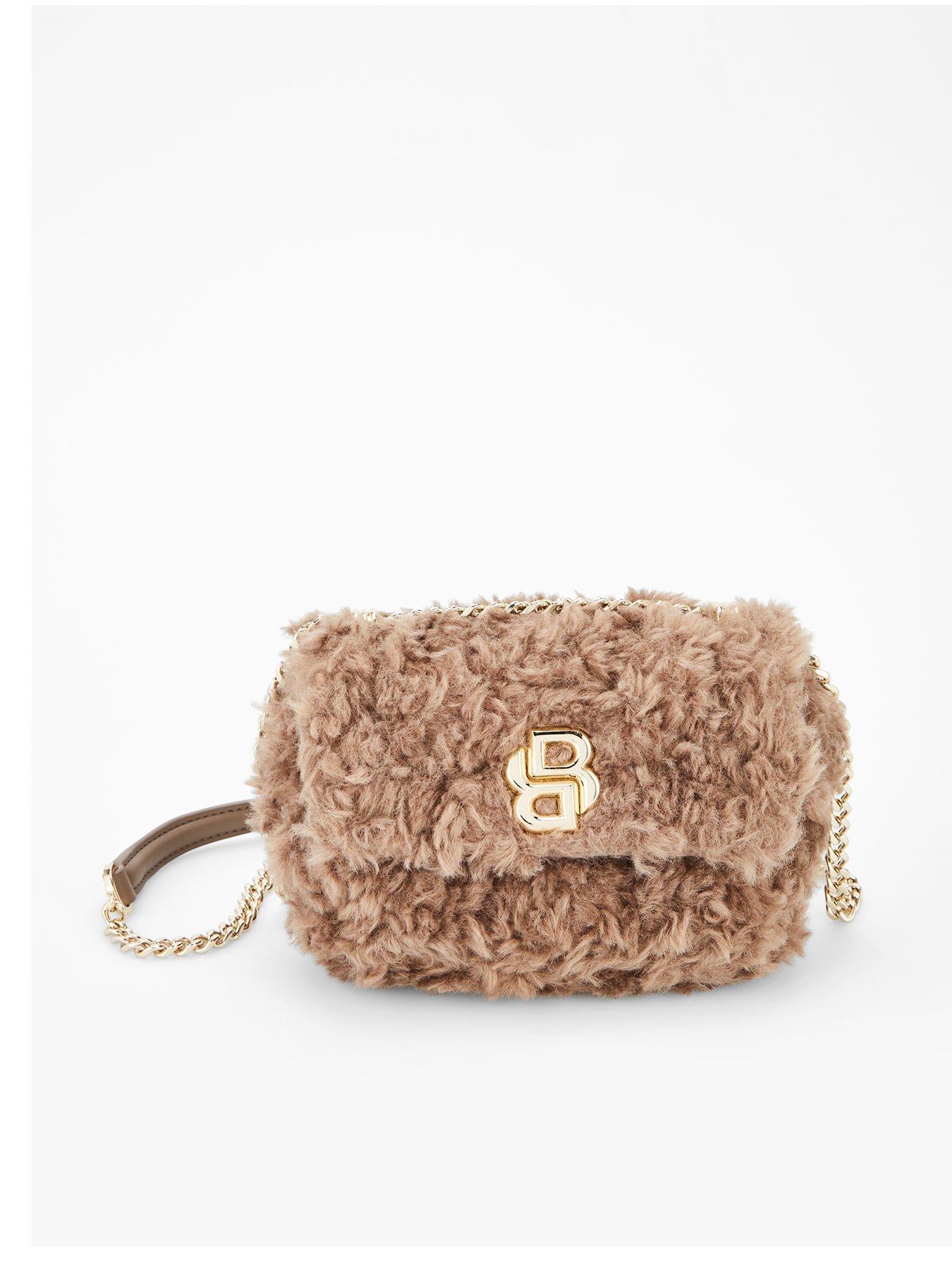 Image 1 of 5 of BOSS Icon Furry Textured Crossbody Bag - Brown