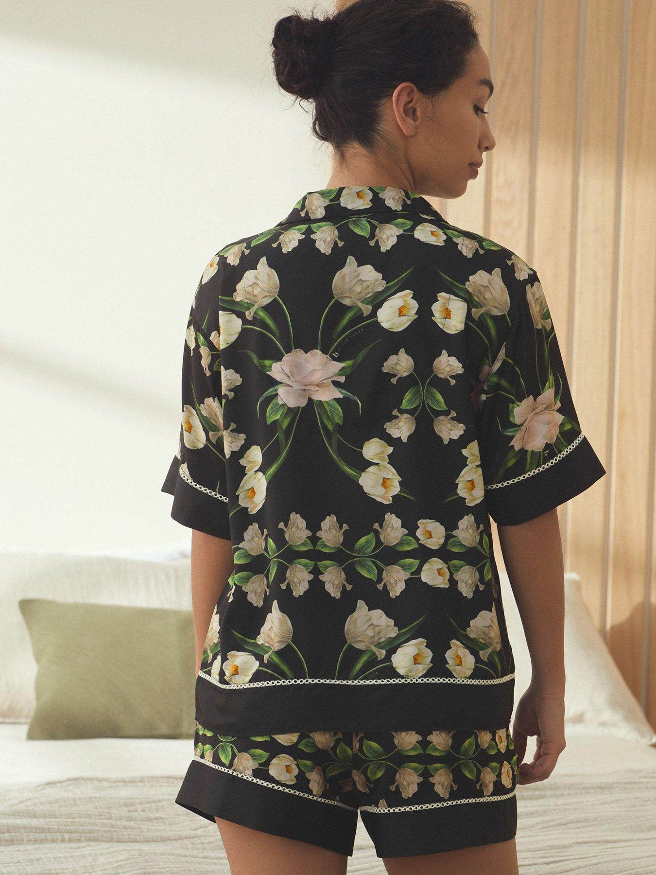 Image 2 of 6 of B By Ted Baker Short Sleeve Satin Pyjama Set - Black