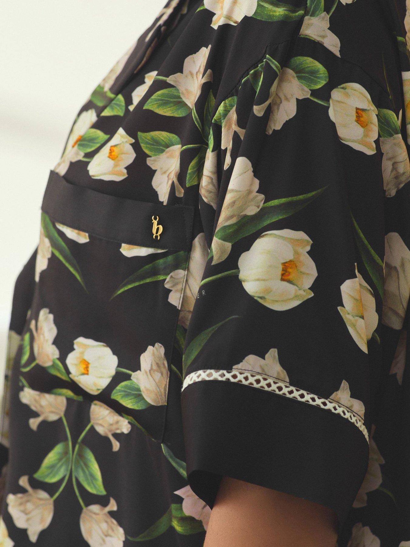 Image 4 of 6 of B By Ted Baker Short Sleeve Satin Pyjama Set - Black