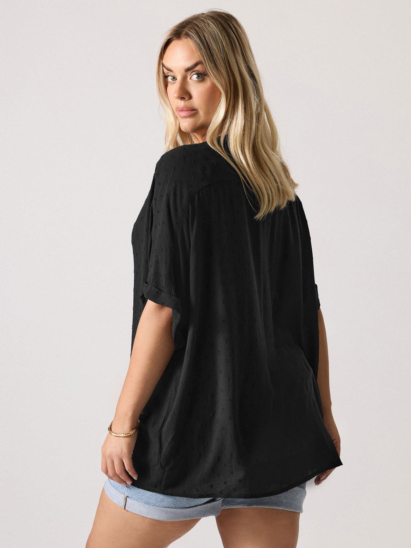 yours-curve-swiss-dot-crinkle-notchneck-blackstillFront