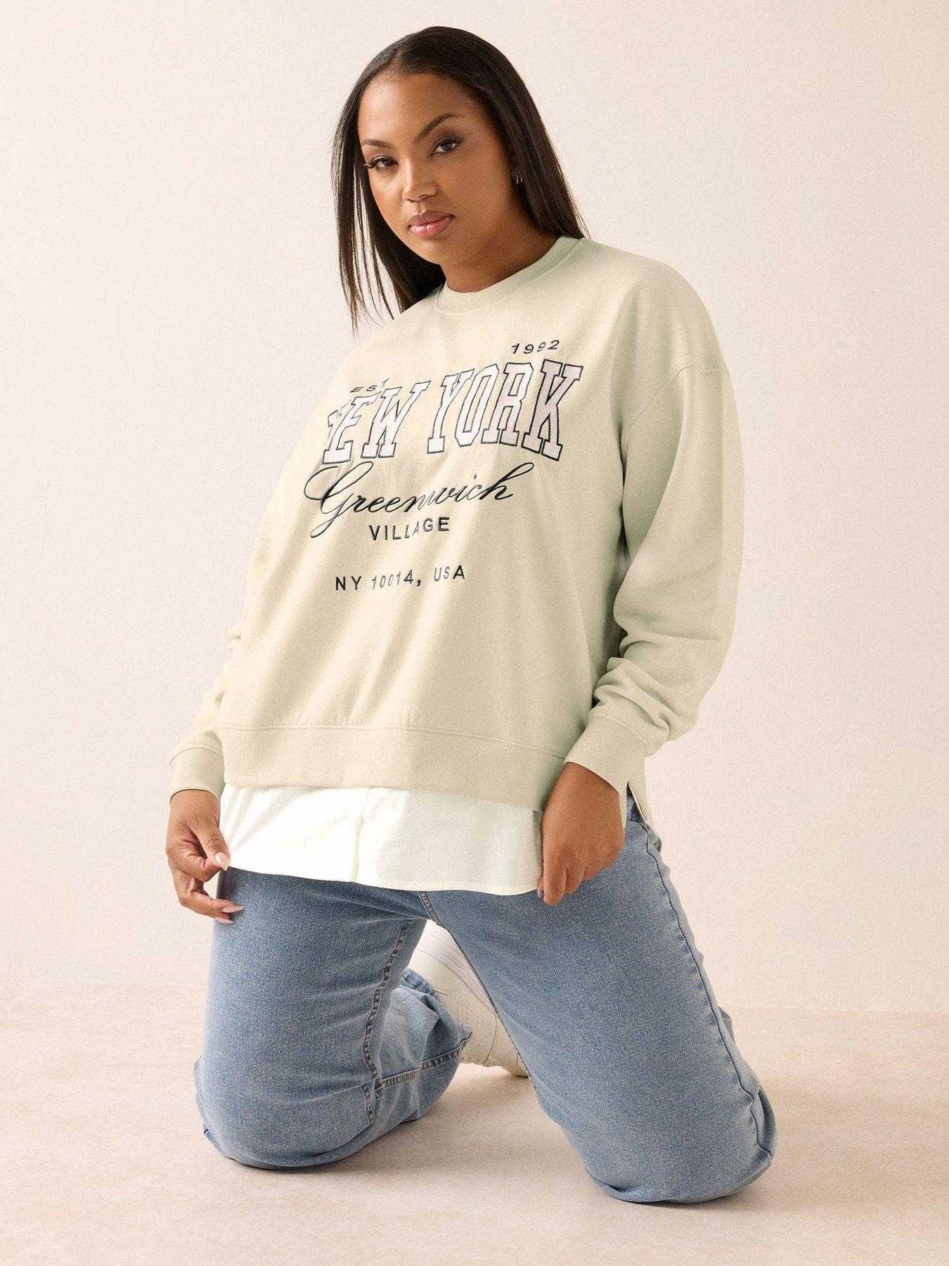 Yours Curve New York Sweatshirt - Brown