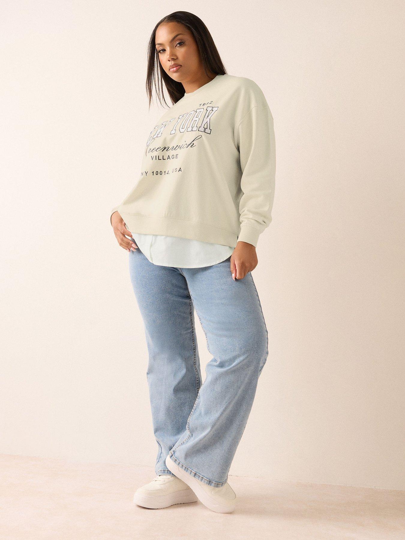 Image 3 of 5 of Yours Curve New York Sweatshirt - Brown