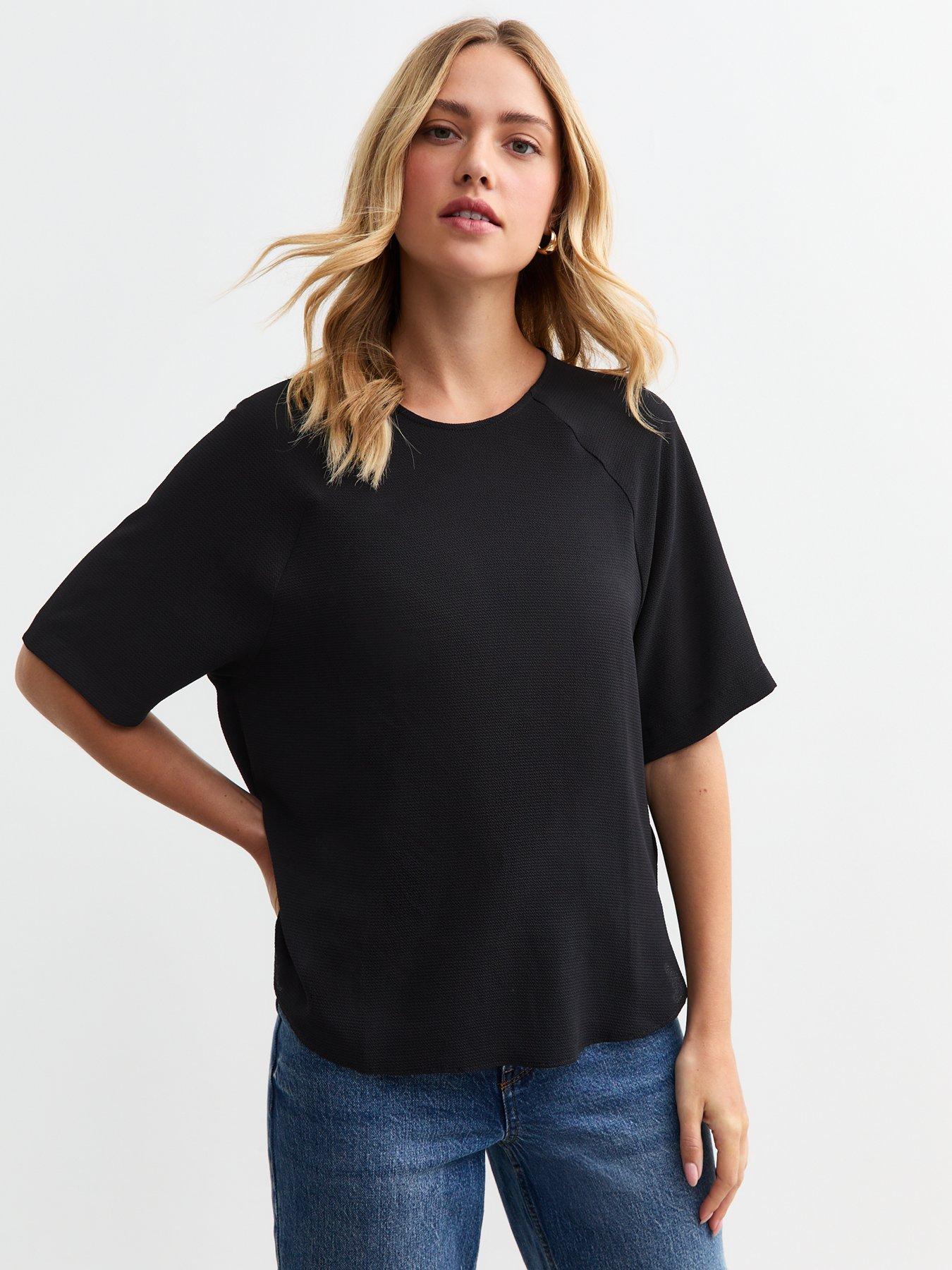 new-look-black-raglan-sleeve-woven-topfront