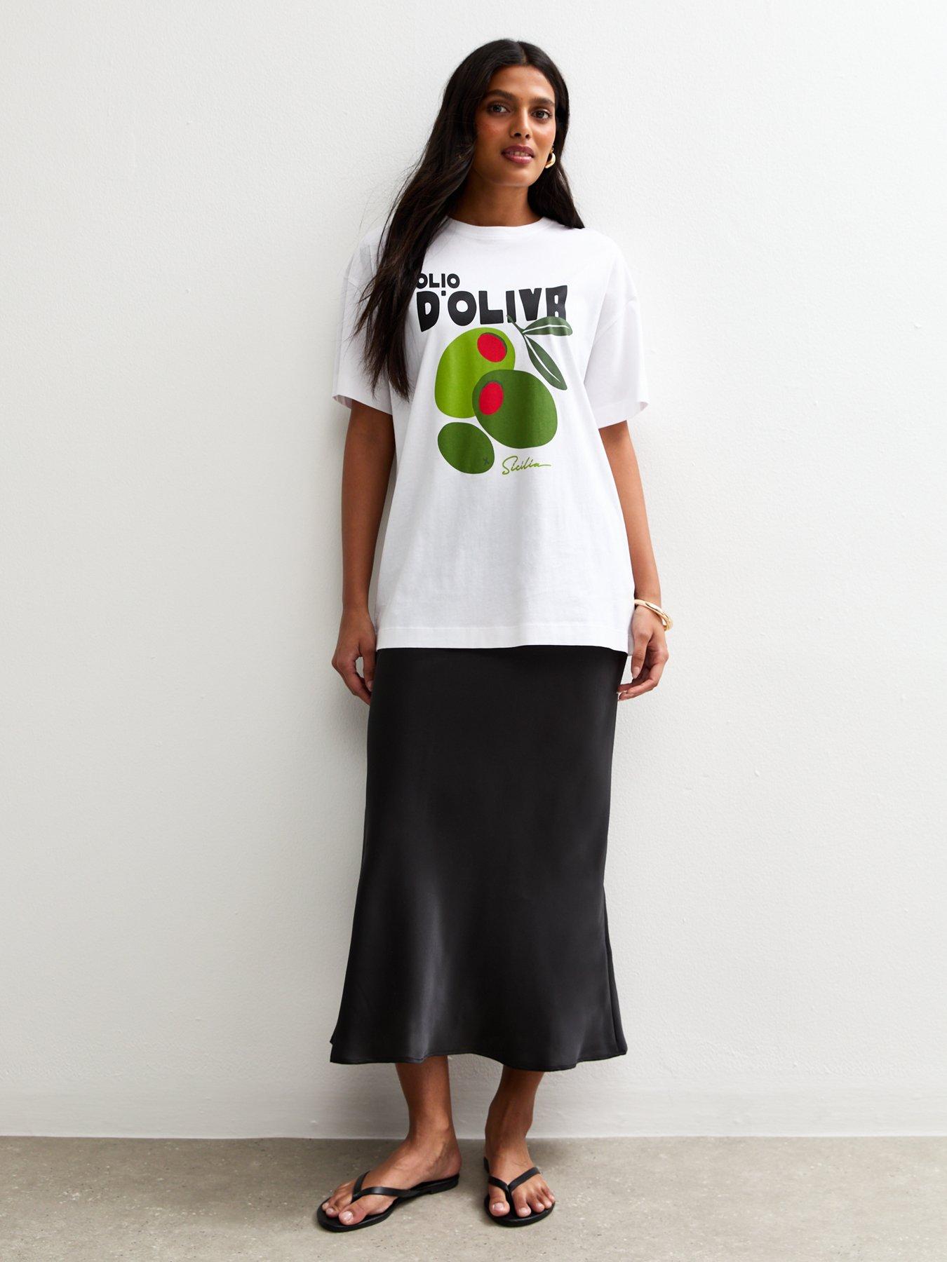 Image 3 of 4 of New Look Black Bias Cut Satin Midi Skirt