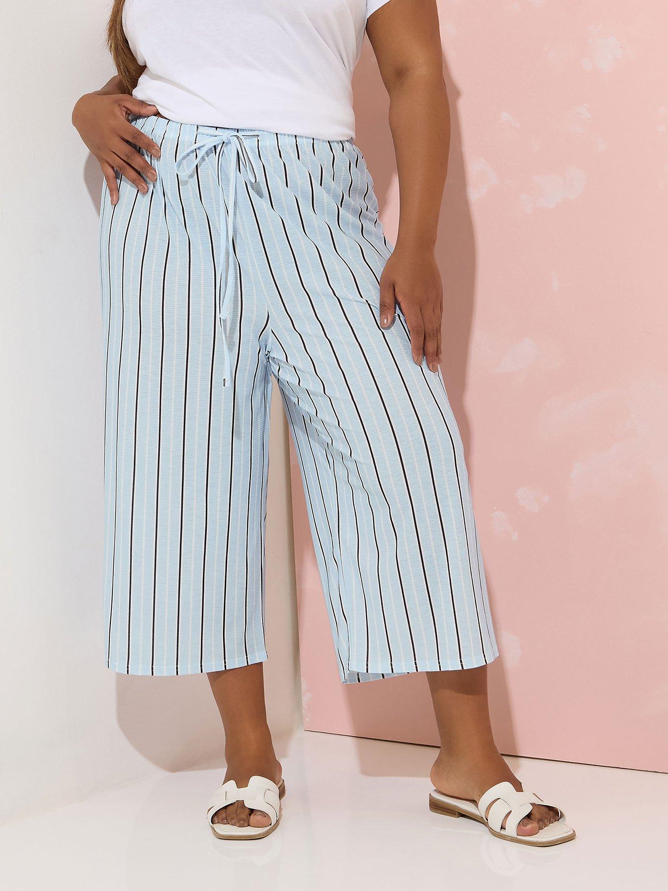 undefined Curve Stripe Culottes - Blue