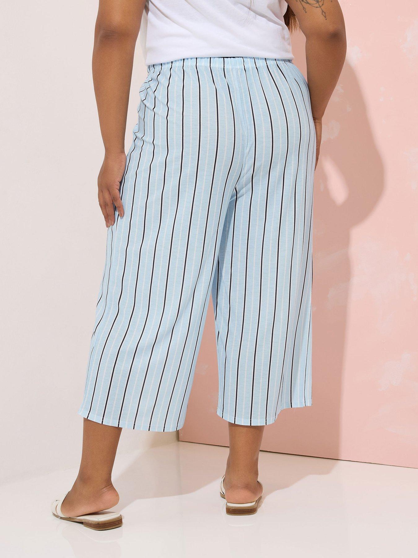 yours-curve-stripe-culottes-bluestillFront