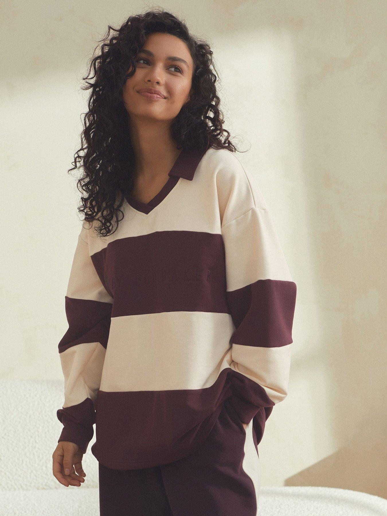b-by-ted-baker-long-sleeve-striped-lounge-top-red
