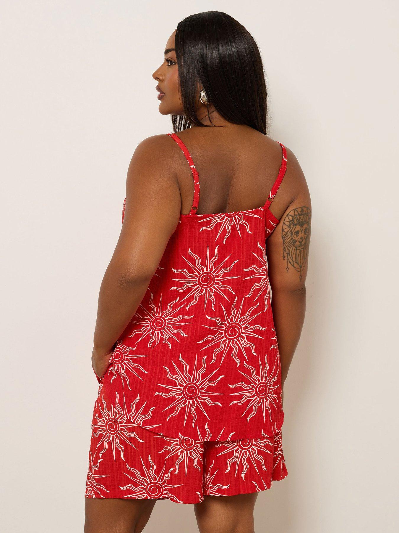 Image 2 of 4 of Yours Curve Textured Cami Top - Red