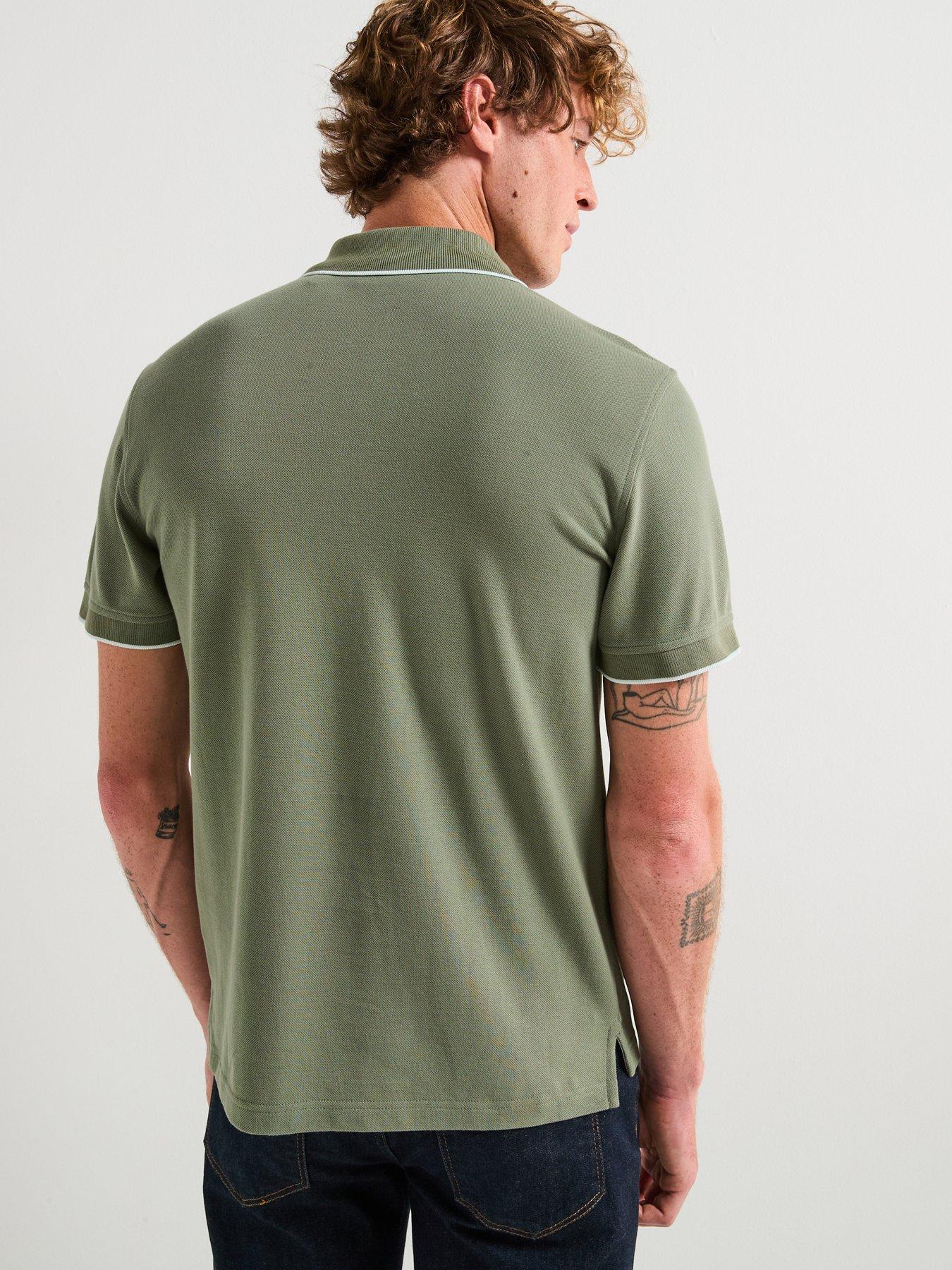 Image 2 of 5 of Belstaff Left Chest Patch Logo Tipped Polo Shirt - Light Green