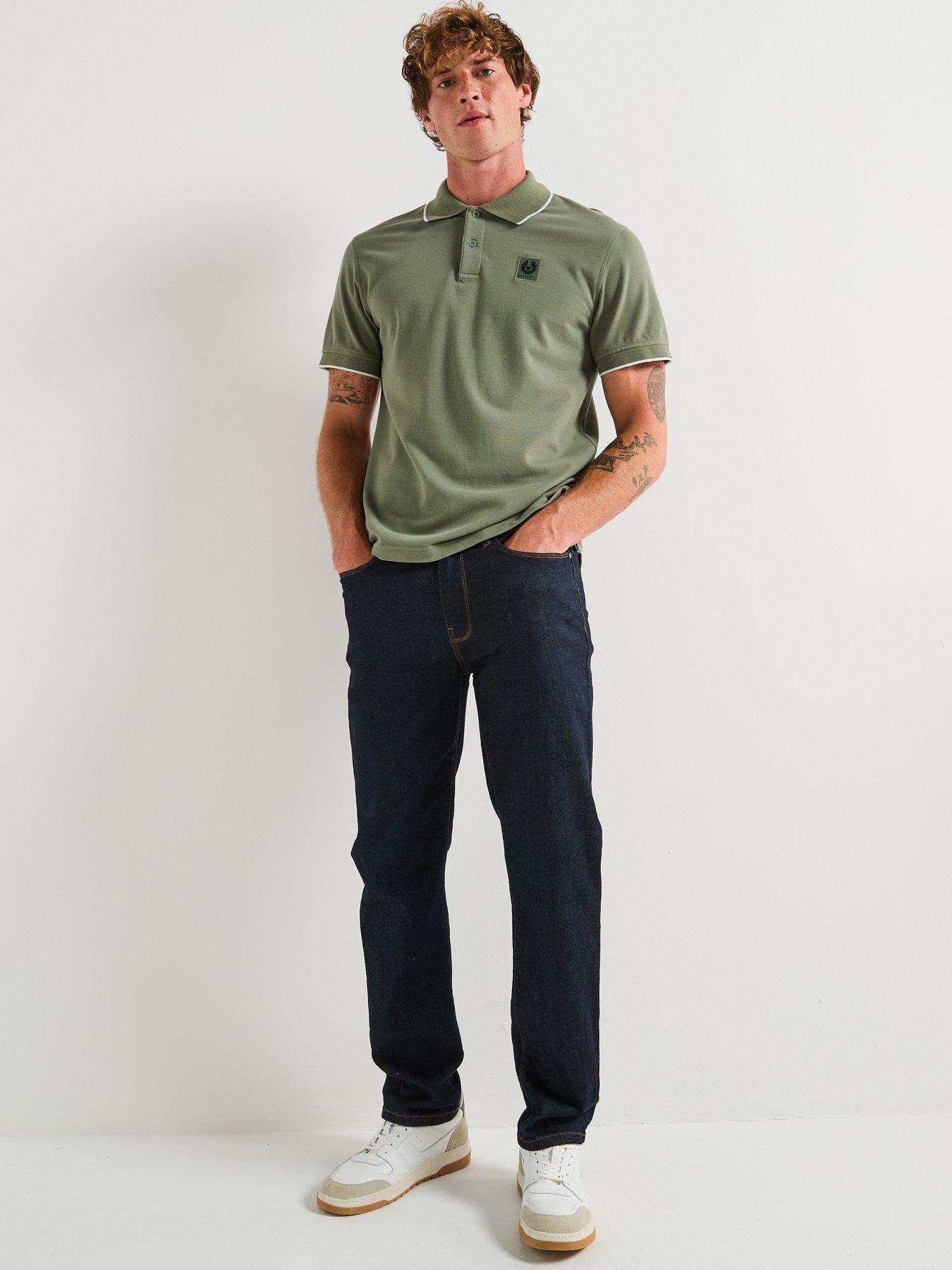 Image 3 of 5 of Belstaff Left Chest Patch Logo Tipped Polo Shirt - Light Green