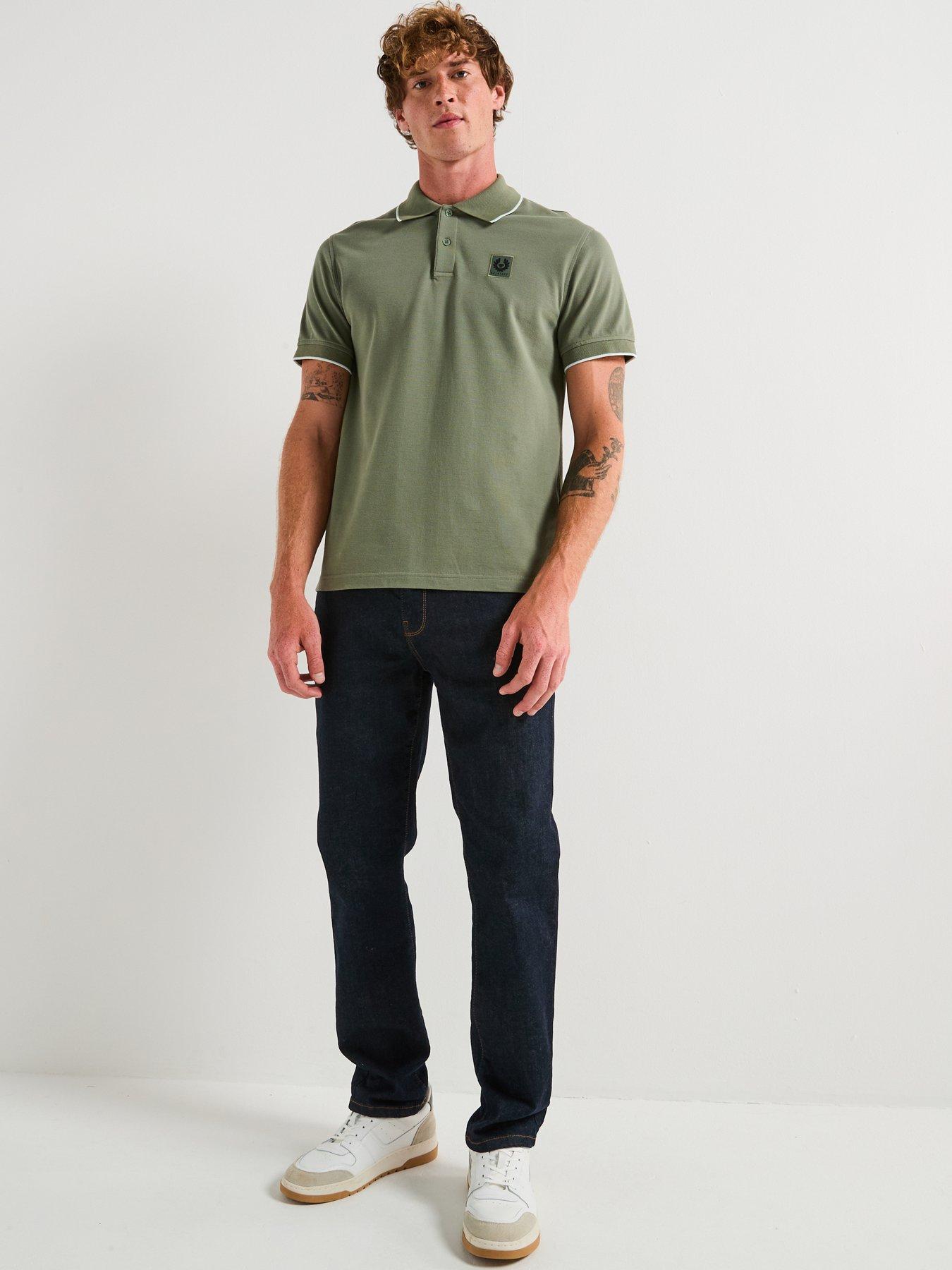 Image 5 of 5 of Belstaff Left Chest Patch Logo Tipped Polo Shirt - Light Green