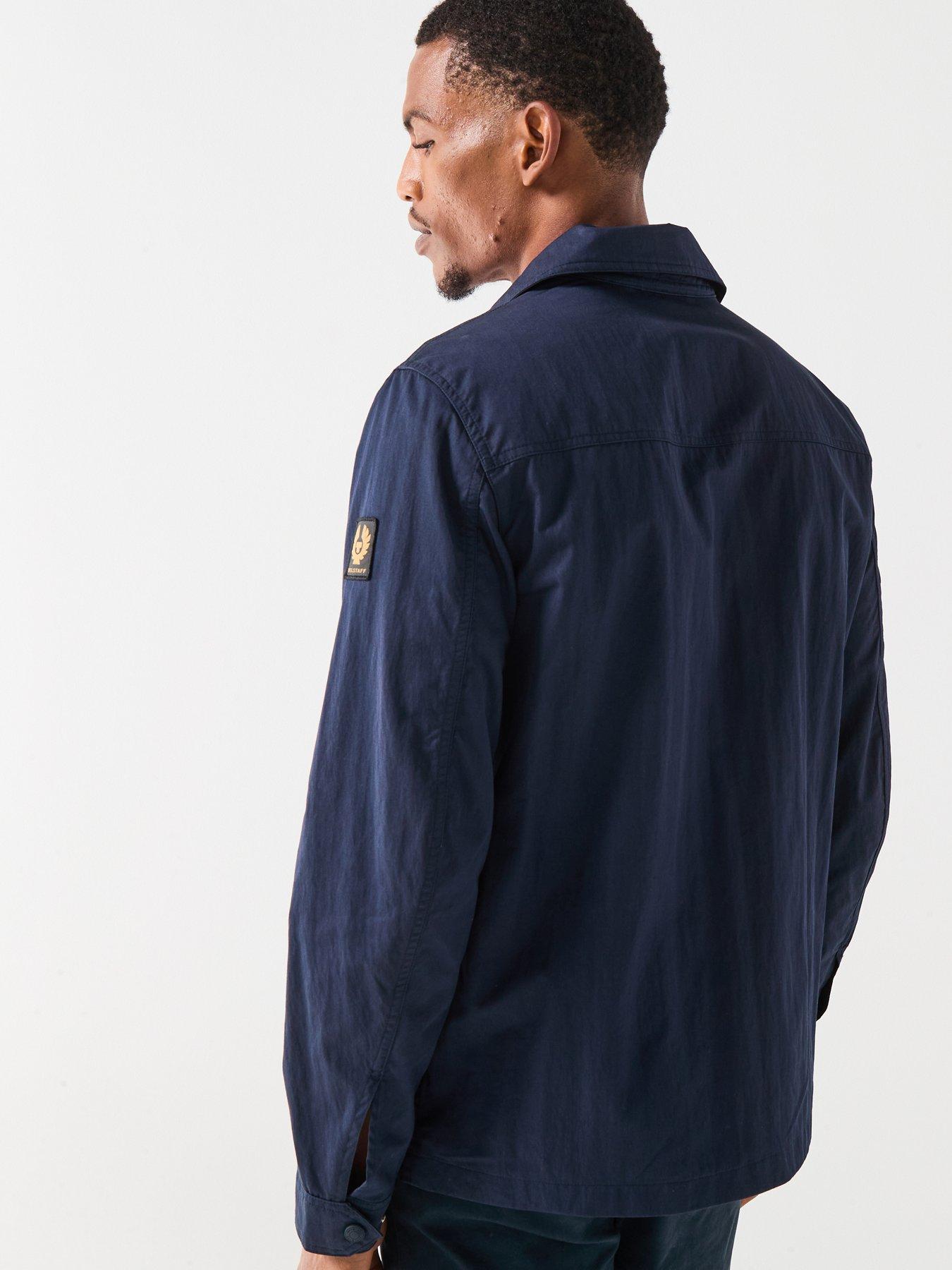Image 2 of 6 of Belstaff Drome Cotton Zip Overshirt - Navy