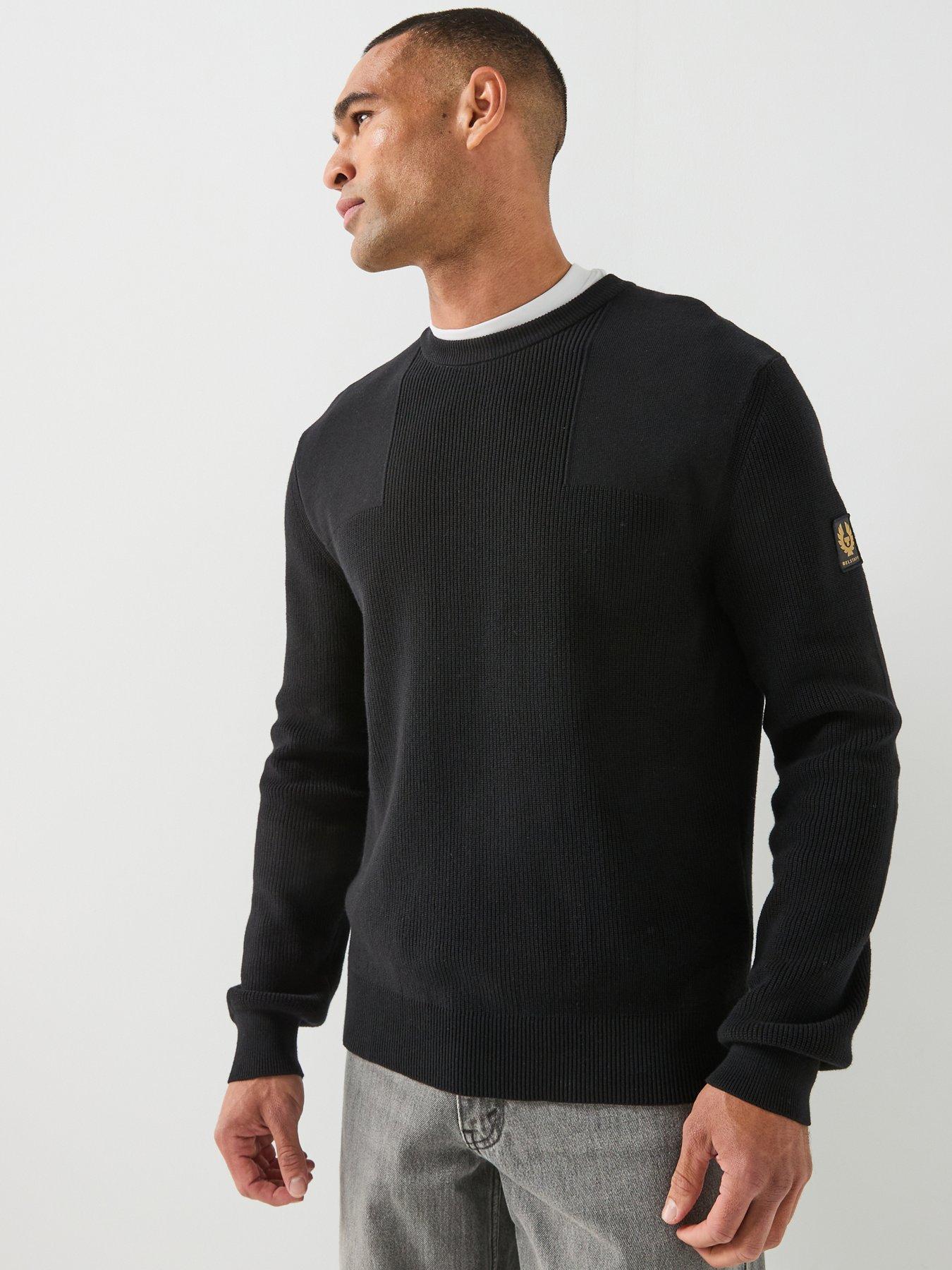 Belstaff Commander Knitted Cotton Crew Neck Knitted Jumper - Black