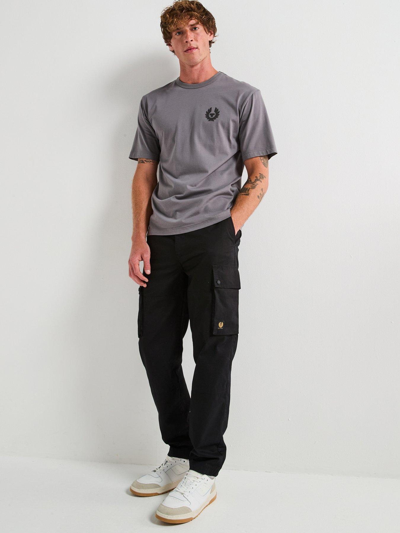 Image 3 of 6 of Belstaff Route Cotton Uncuffed Cargo Pants - Black