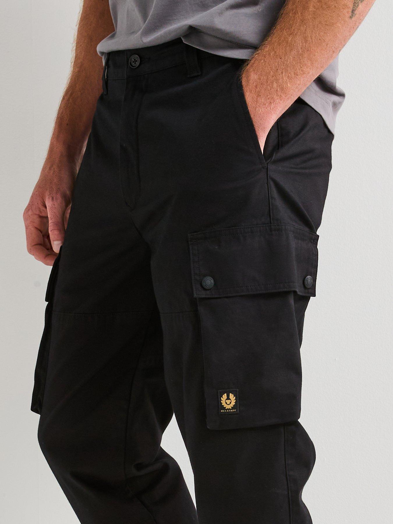 Image 4 of 6 of Belstaff Route Cotton Uncuffed Cargo Pants - Black