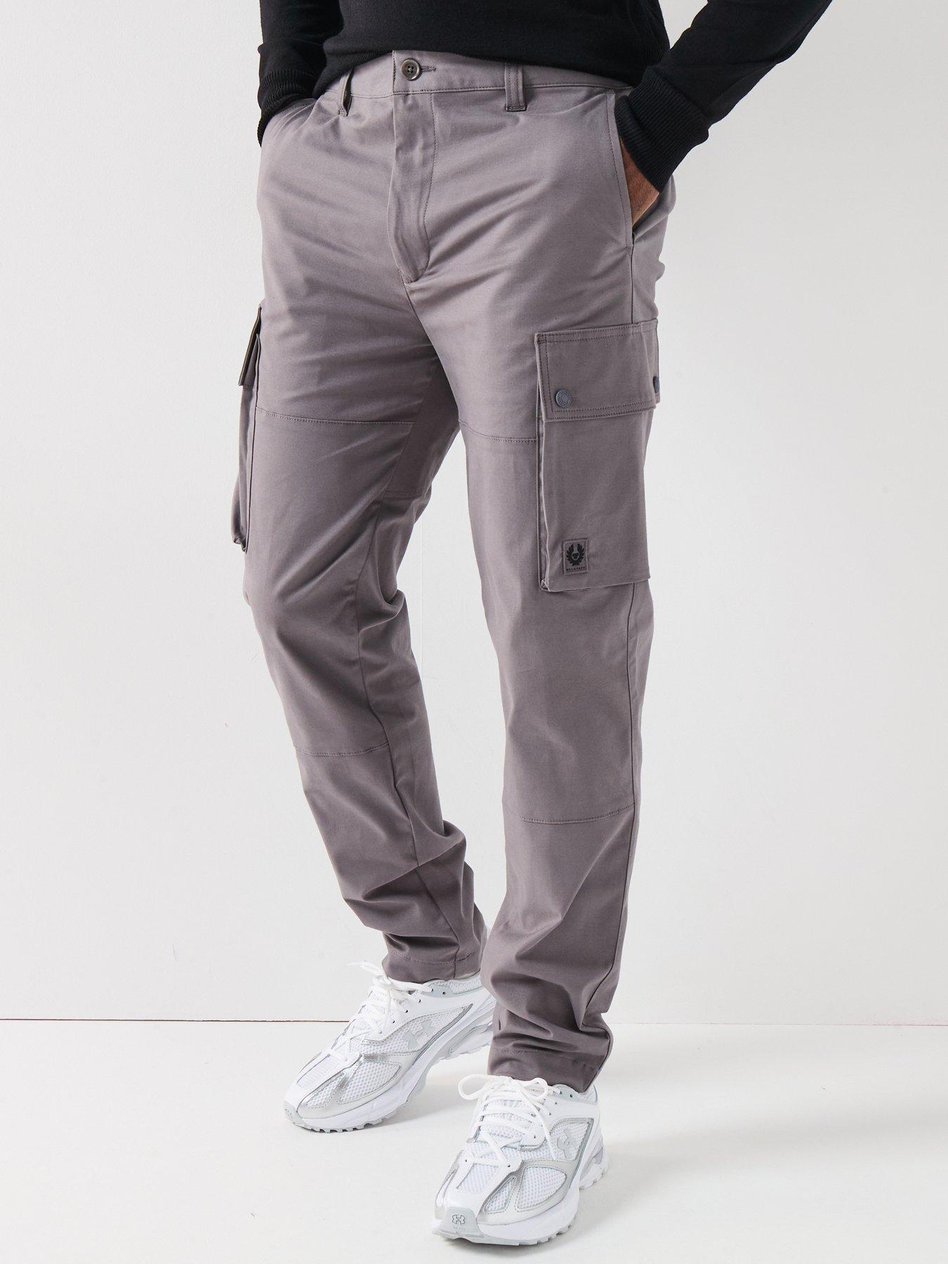 Image 1 of 6 of Belstaff Route Cotton Uncuffed Cargo Pants - Dark Grey