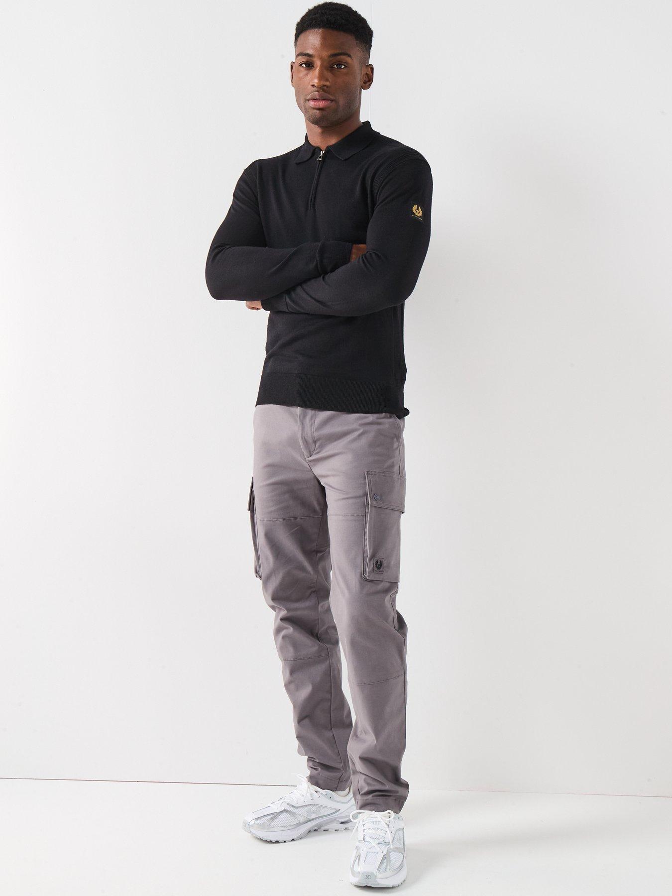 Image 3 of 6 of Belstaff Route Cotton Uncuffed Cargo Pants - Dark Grey