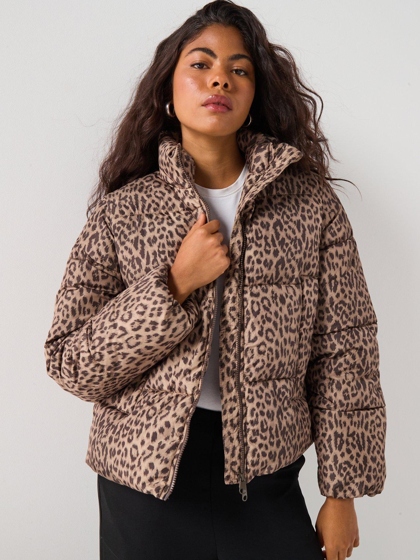 Image 1 of 6 of Vero Moda Parda Padded Leopard Jacket - Leopard Print