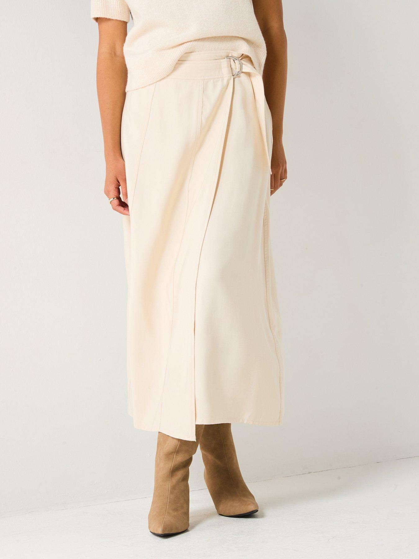 JDY Solde High Waist Midi Skirt - Cream