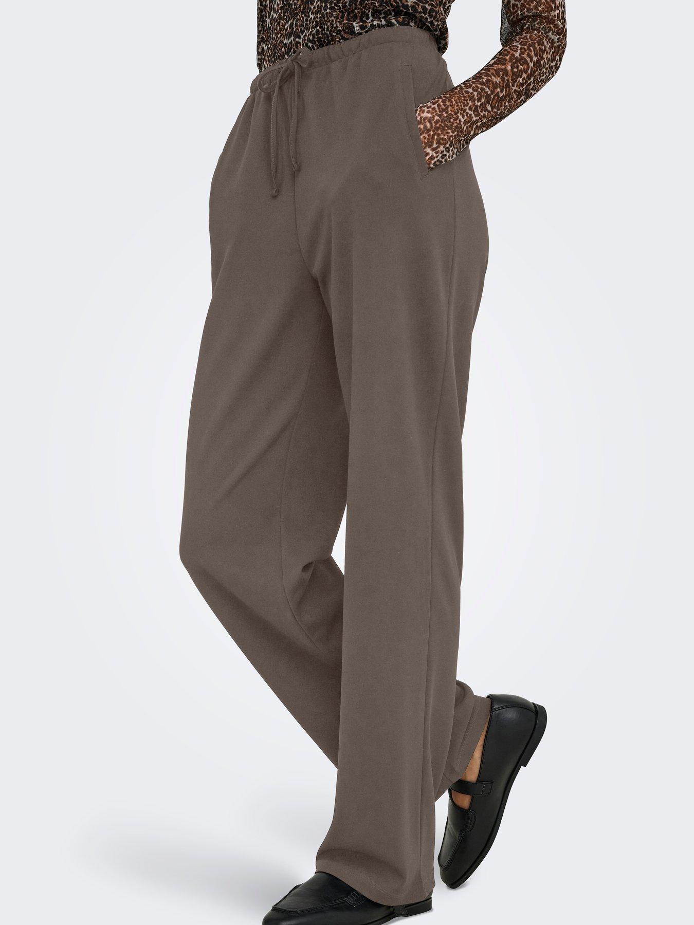 JDY Louisville Life String Tie Wide Leg Jersey Pant - Brown