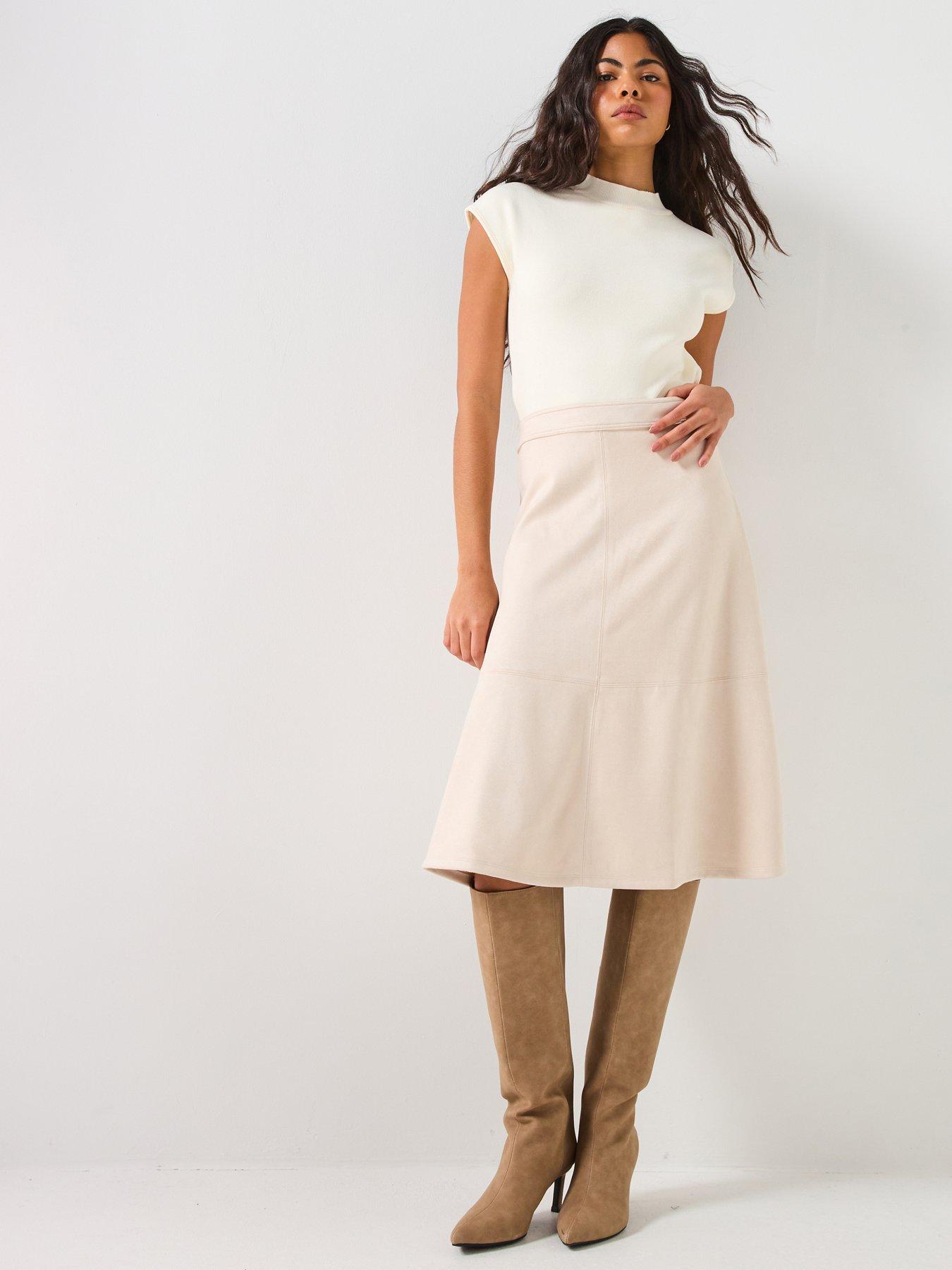 Vero Moda Bella High Waist High Waist Faux Suede Midi - Cream