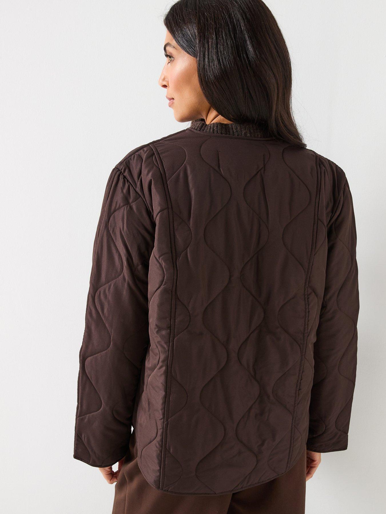 Image 2 of 5 of Vero Moda Millie Quilted Button Down Jacket - Brown