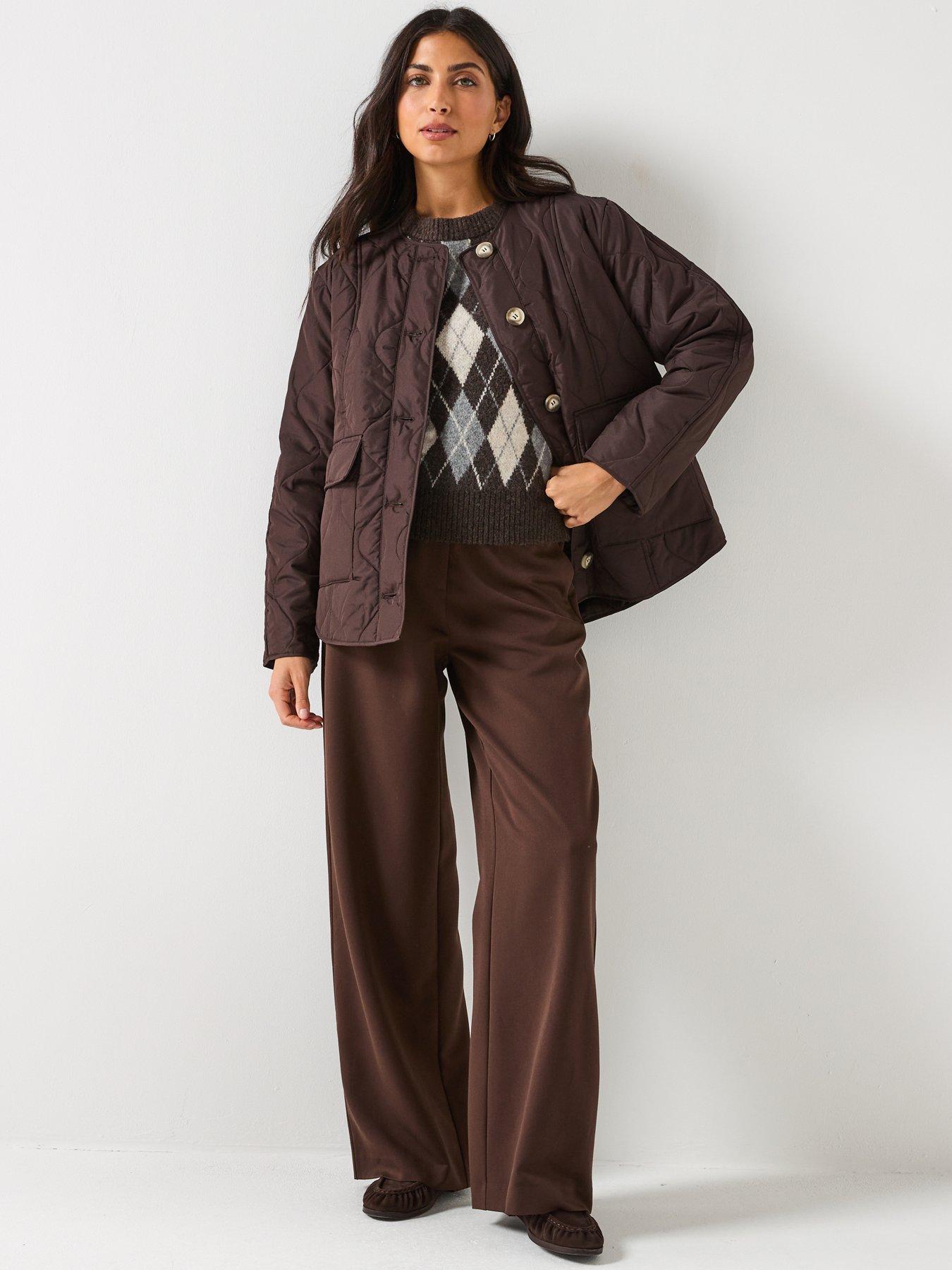 Image 3 of 5 of Vero Moda Millie Quilted Button Down Jacket - Brown