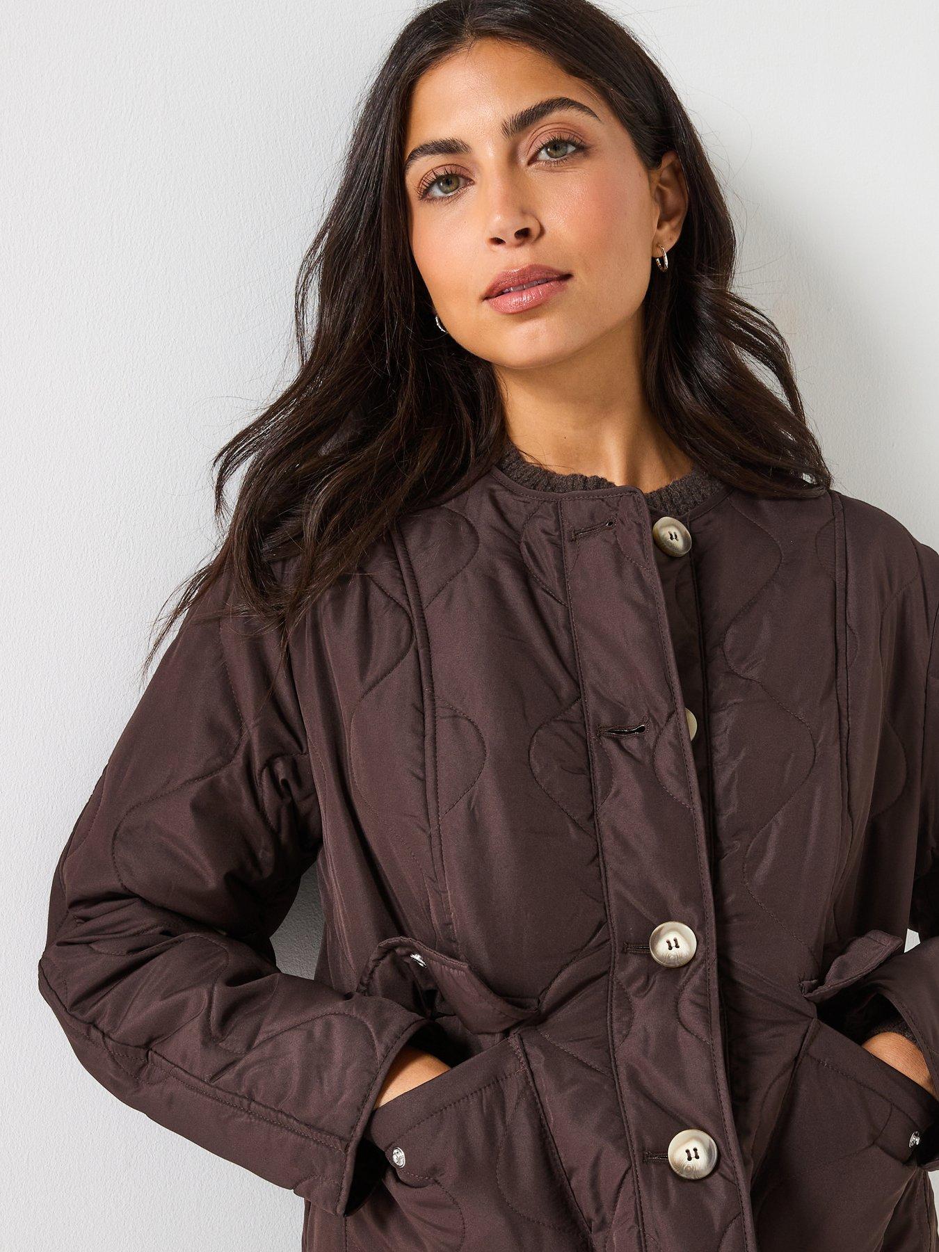 Image 4 of 5 of Vero Moda Millie Quilted Button Down Jacket - Brown