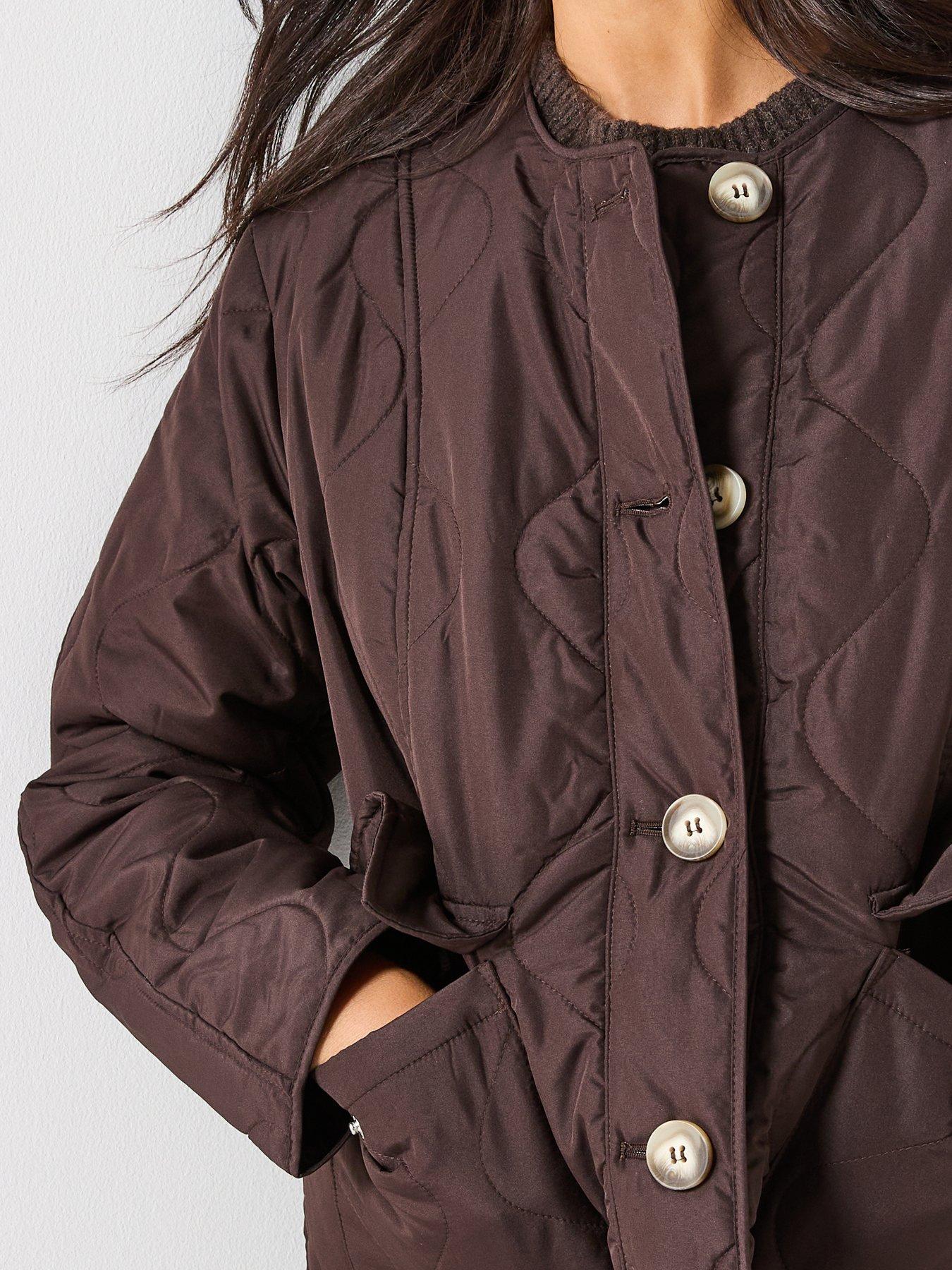 Image 5 of 5 of Vero Moda Millie Quilted Button Down Jacket - Brown