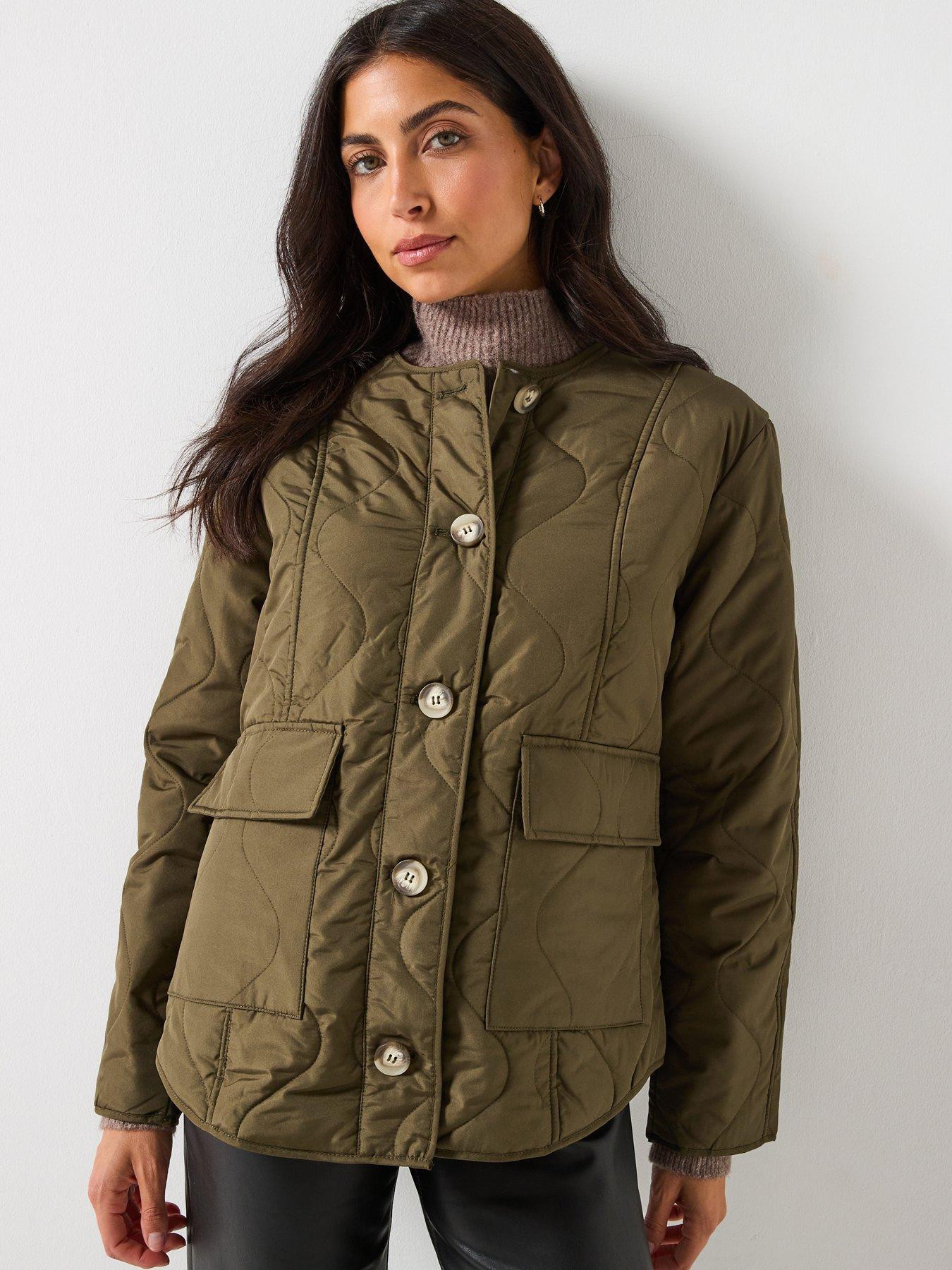 Vero Moda Millie Quilted Button Down Jacket - Green