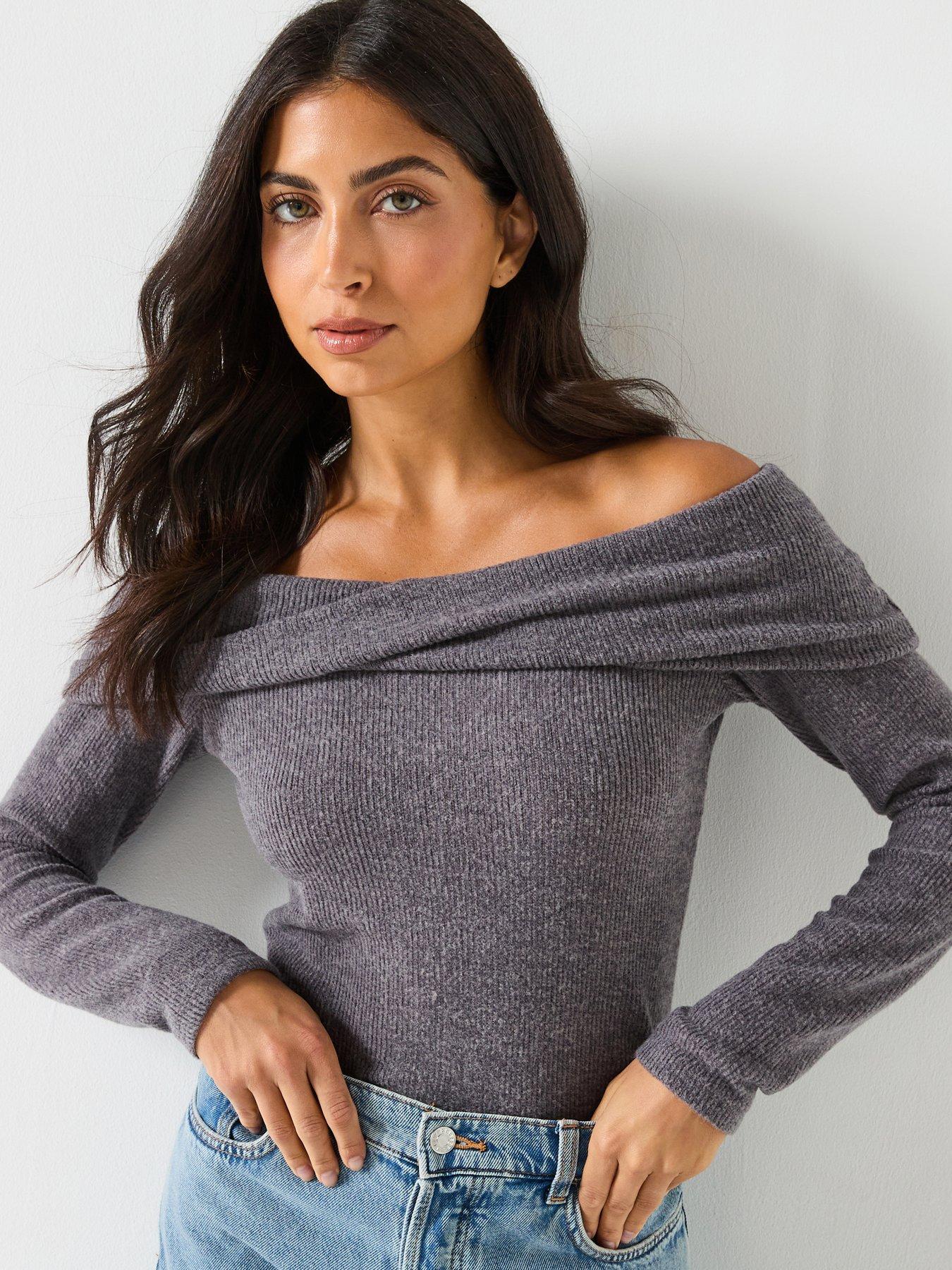 vero-moda-kaia-long-sleeve-off-shoulder-top-grey