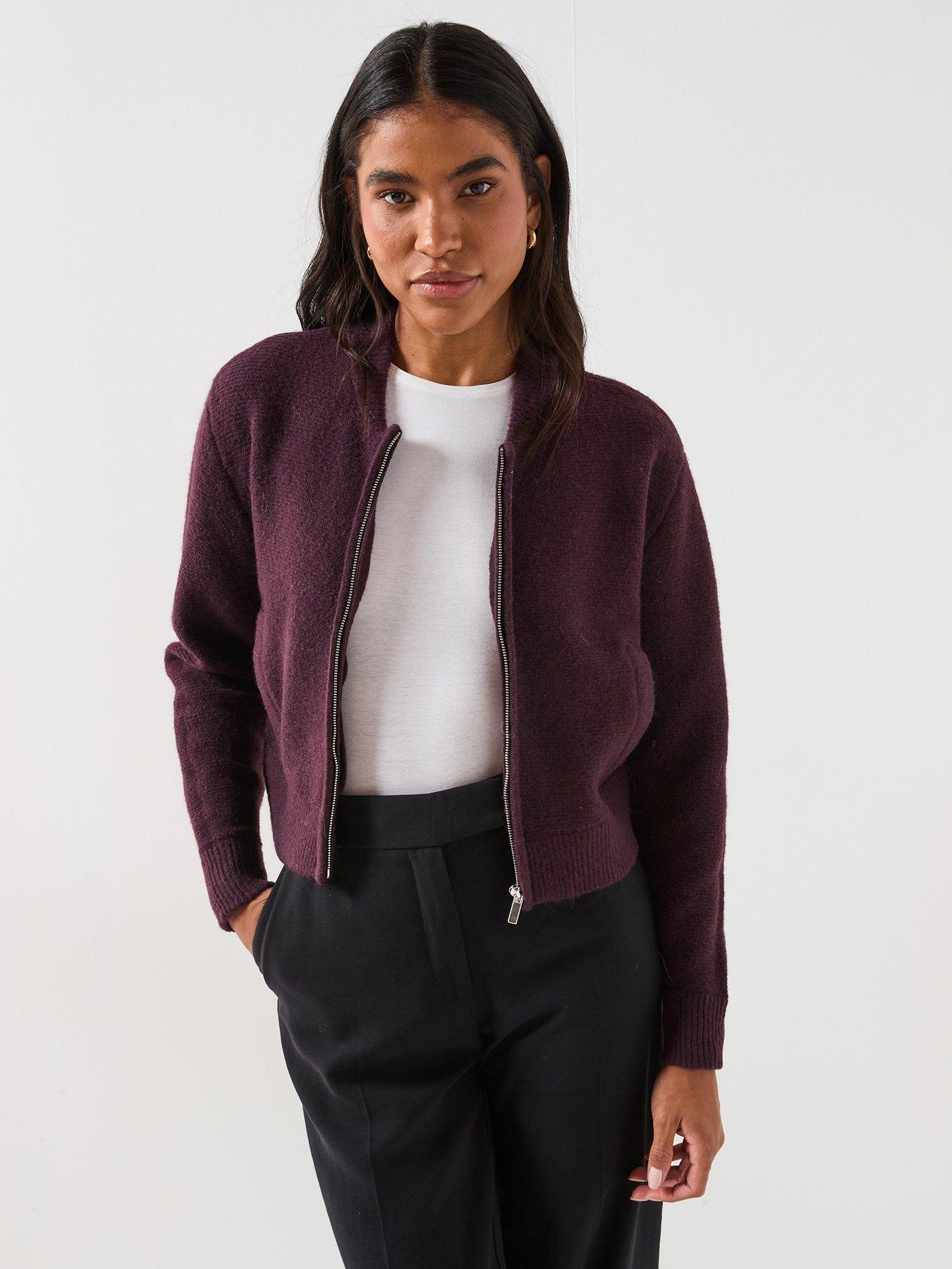 Vero Moda Hanna O-neck Zipper Cardigan - Plum