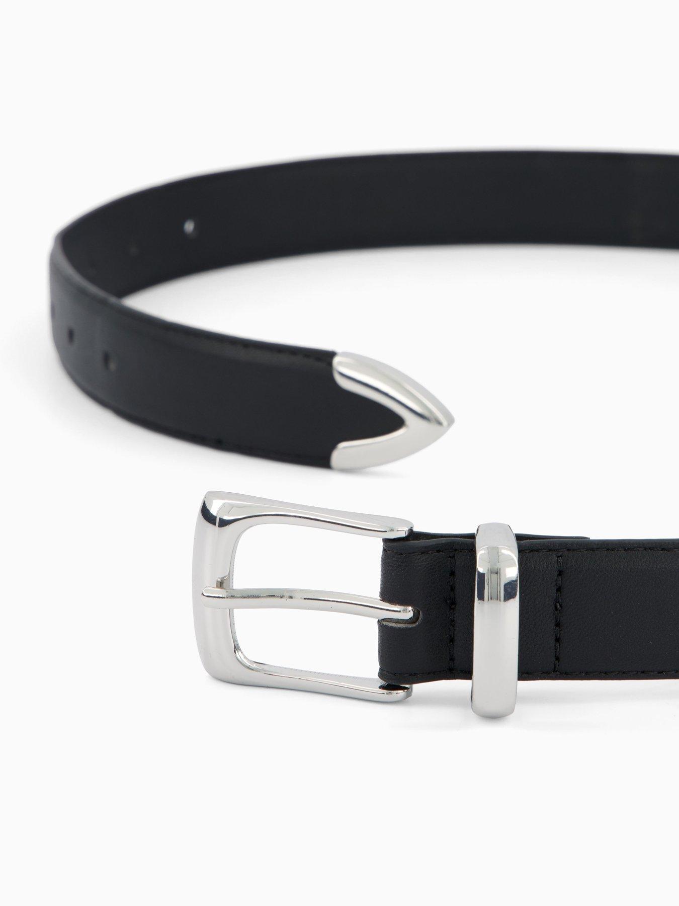 Image 3 of 4 of PIECES Julietta Jeans Silver Hardware Belt - Black