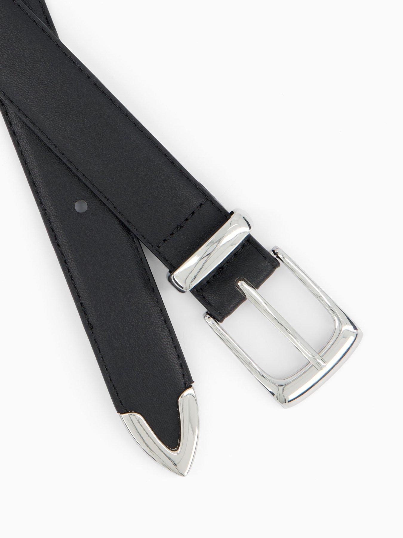Image 4 of 4 of PIECES Julietta Jeans Silver Hardware Belt - Black