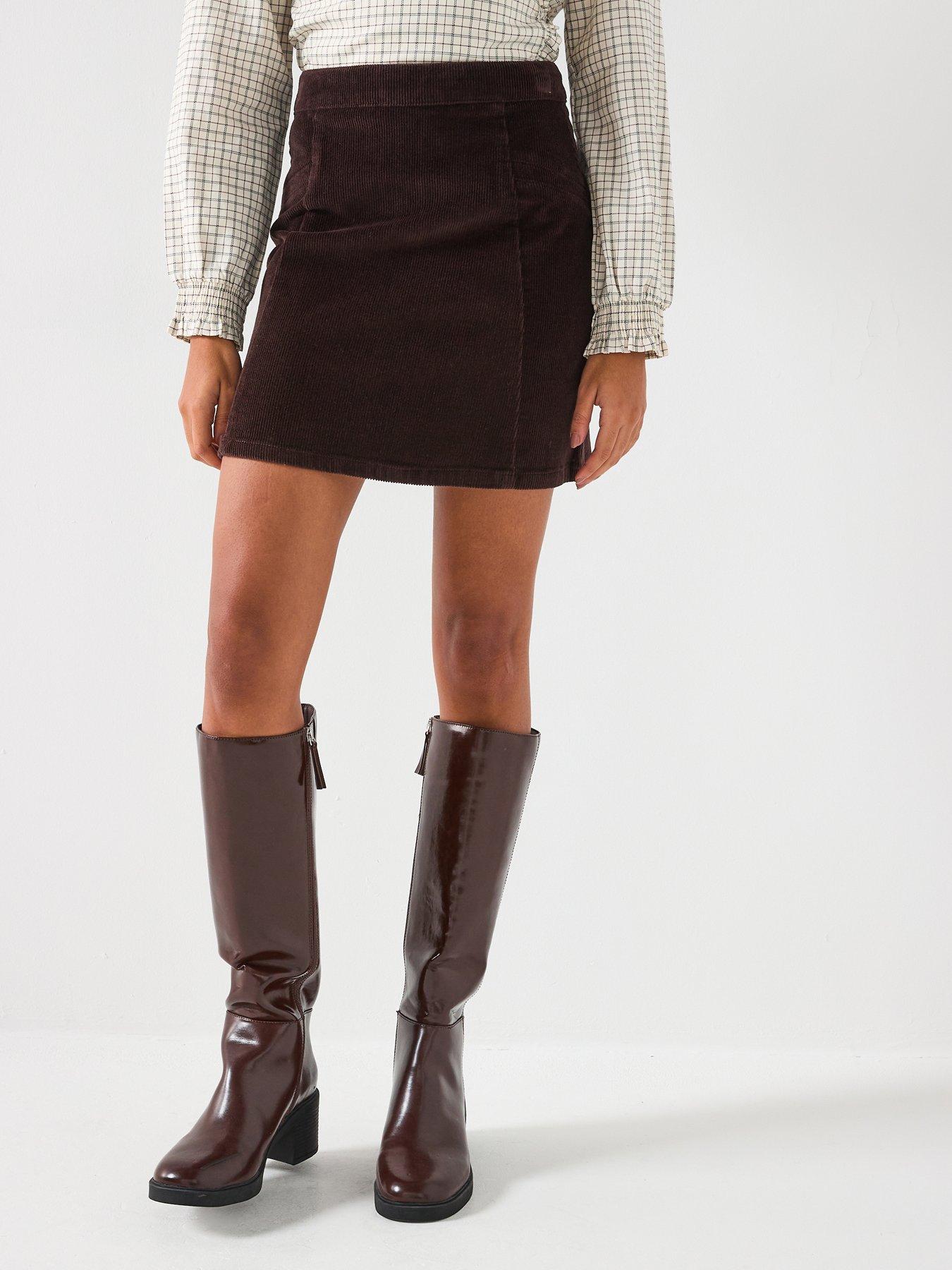 vero-moda-high-rise-corduroy-skirt-brown